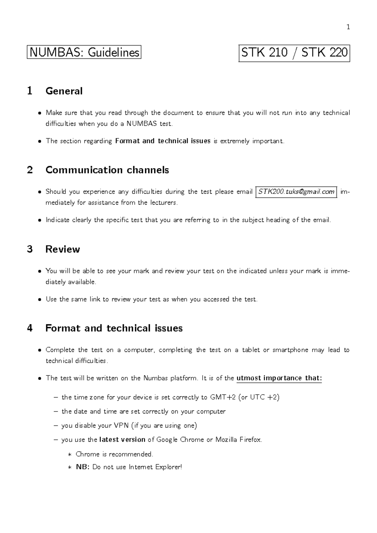 Numbas guidelines - 1 NUMBAS: Guidelines STK 210 / STK 220 1 General ...