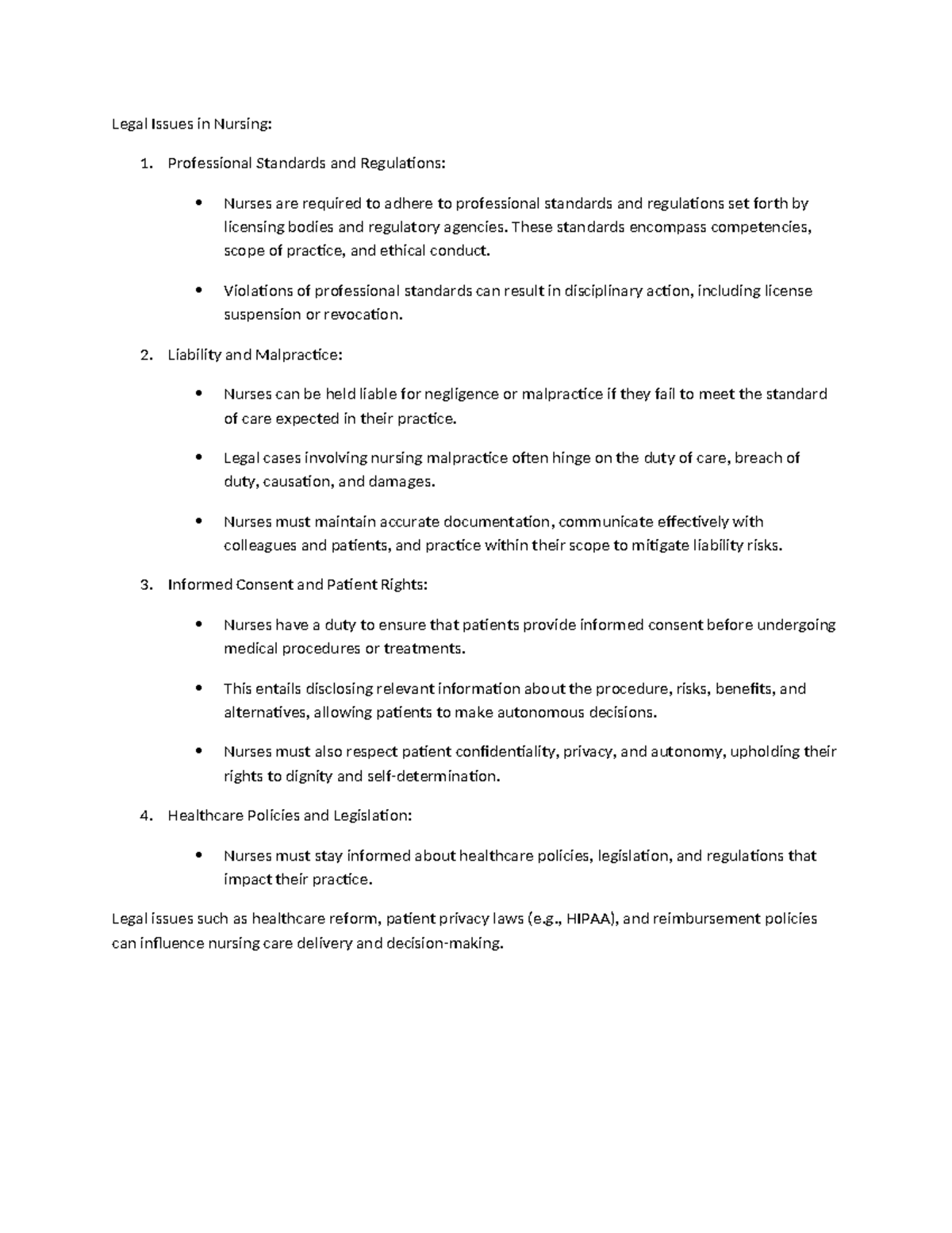 Legal Issues in Nursing - Professional Standards and Regulations ...