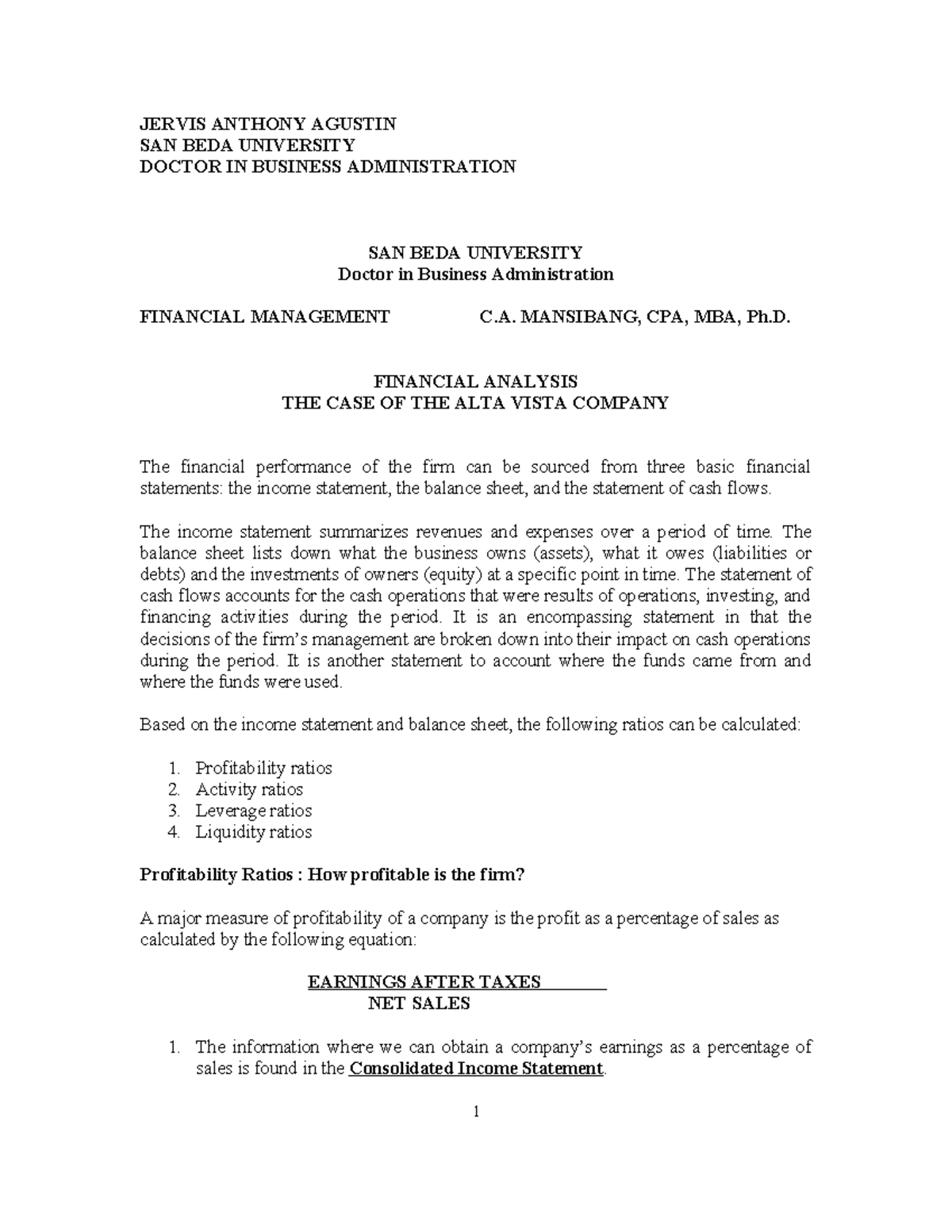 ALTA Vista Agustin - Lecture Notes - JERVIS ANTHONY AGUSTIN SAN BEDA ...