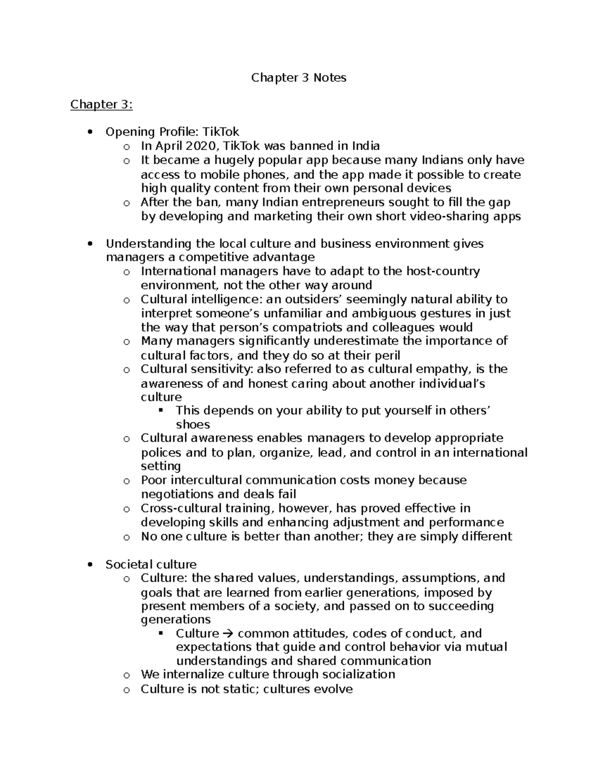 Chapter 3 Notes - ch 3 summary - Chapter 3 Notes Chapter 3: Opening ...