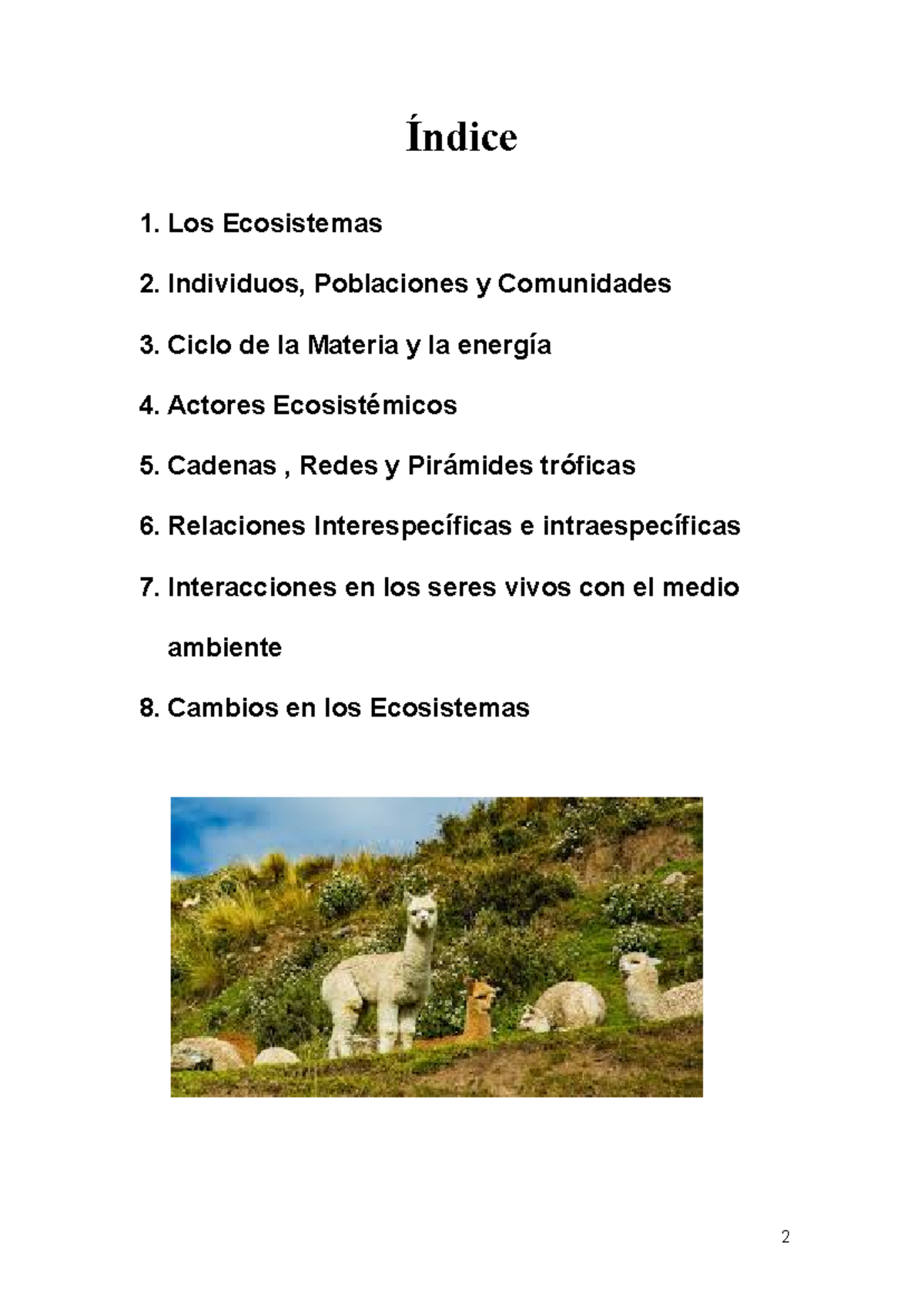 Seres vivos y su interrelación con el medio ambiente - Índice 1. Los ...