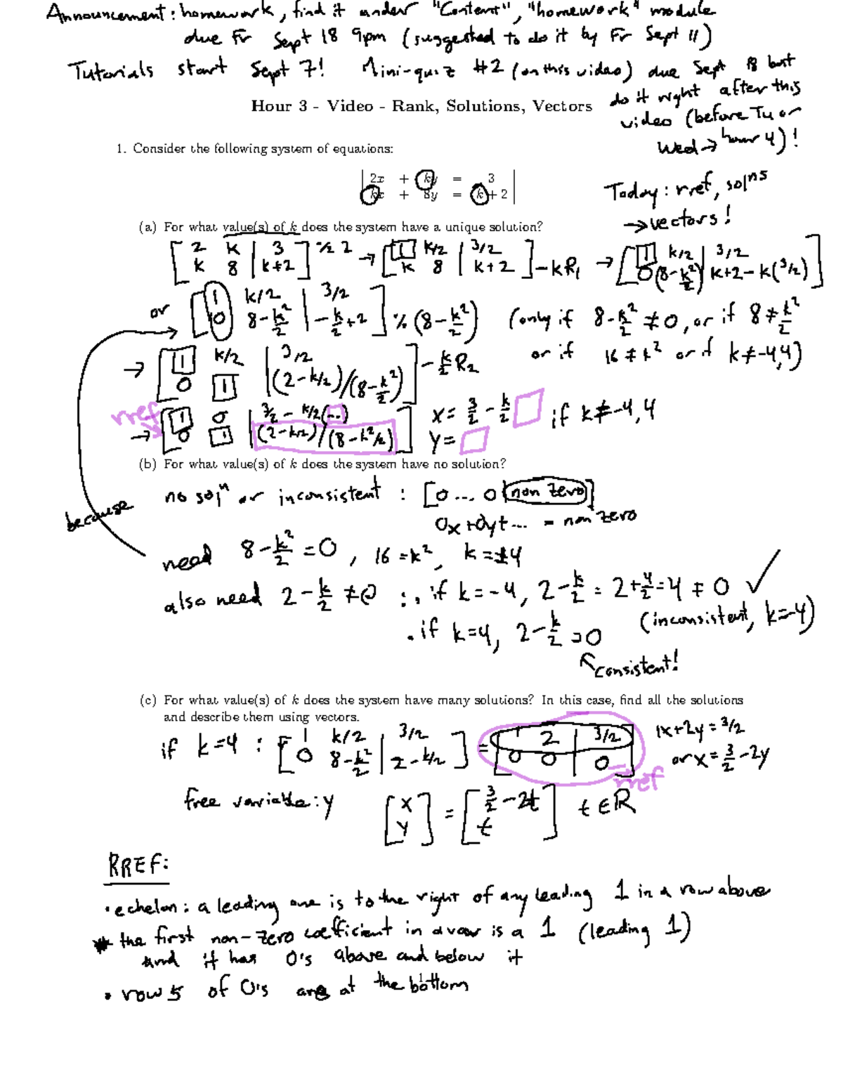 lecture 03-rank, sols, vectors-notes - Math 133 - McGill - Studocu