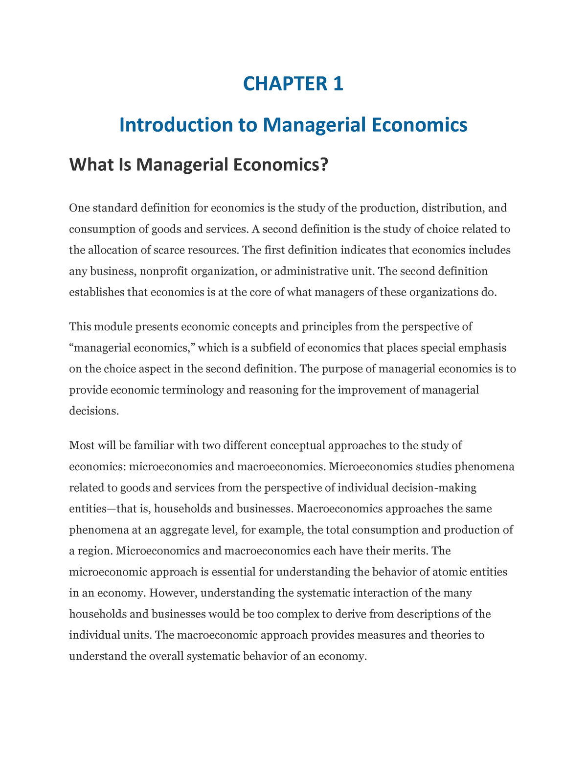 Chapter-1 - Notes About Managerial Economics. - CHAPTER 1 Introduction ...