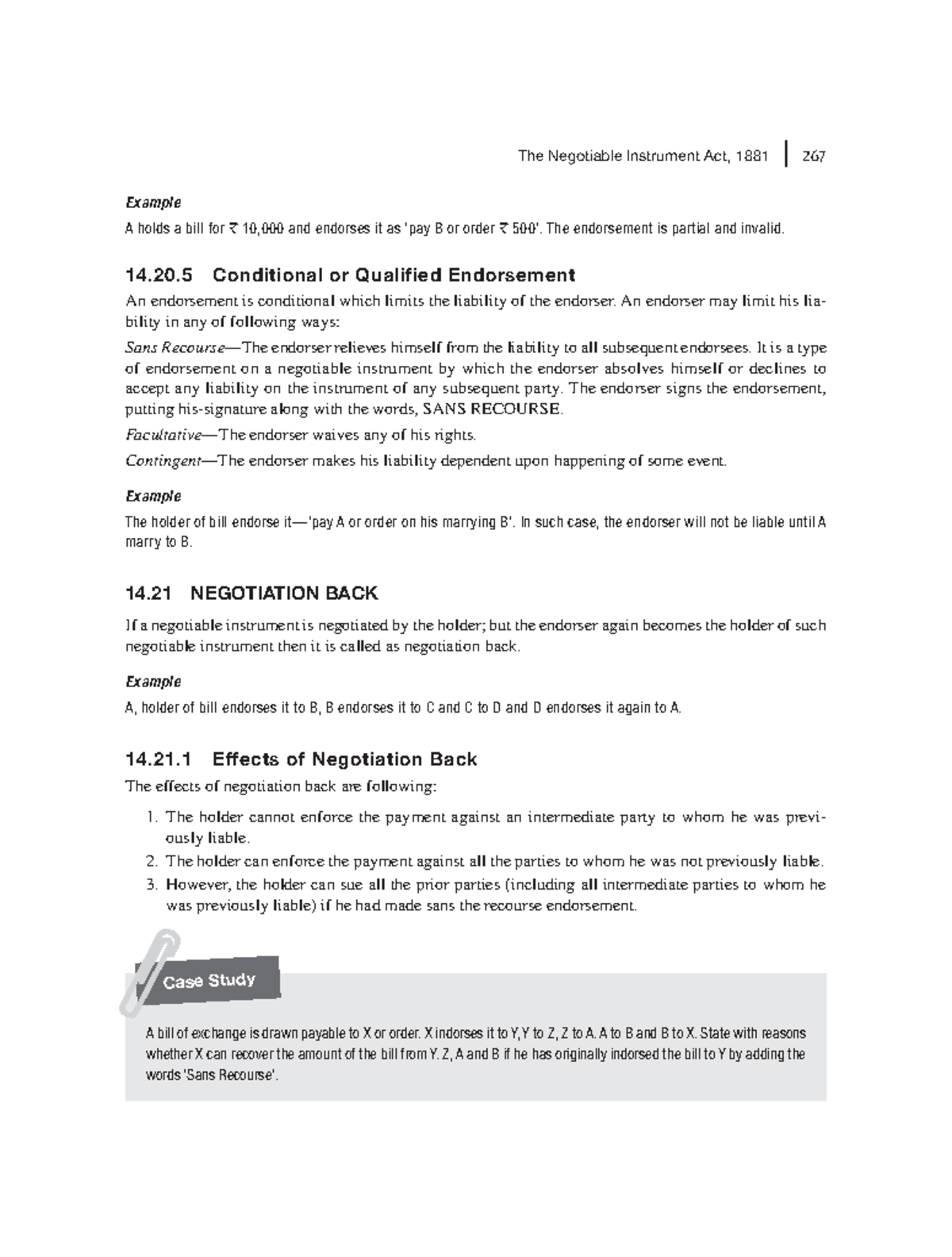 Zlib The Negotiable Instrument Act, 1881 267 Example A holds a bill for 10,000 and endorses it