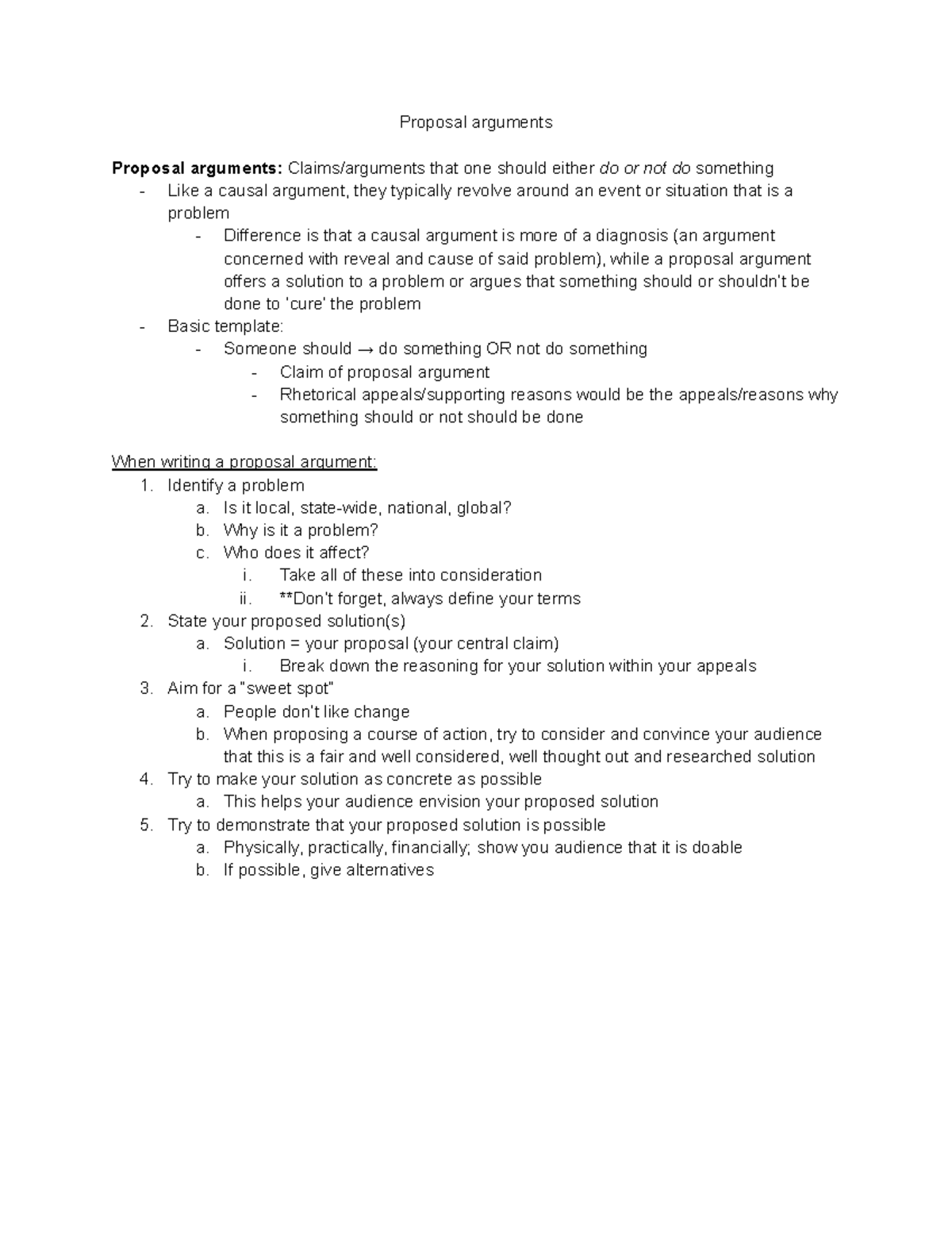 RHET 1302 Chapter 13 Notes - Proposal Arguments - Proposal arguments ...