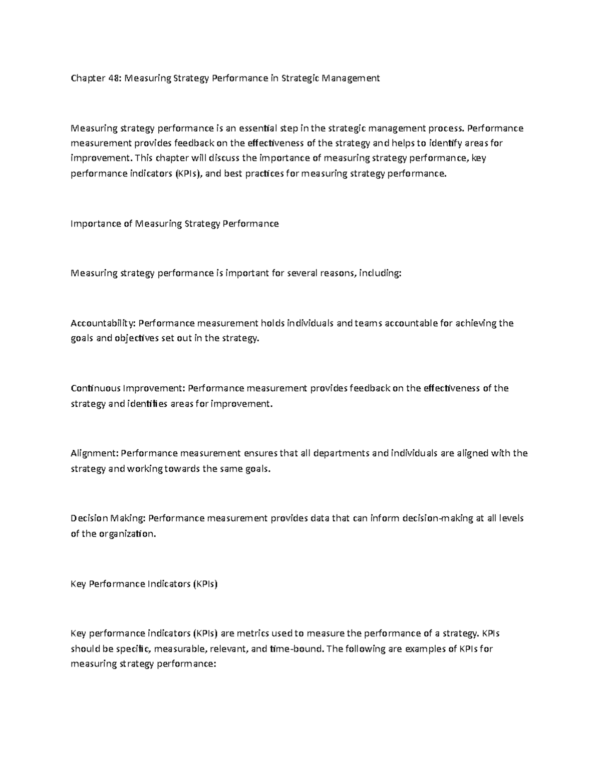 2 - Module - Chapter 48: Measuring Strategy Performance in Strategic ...