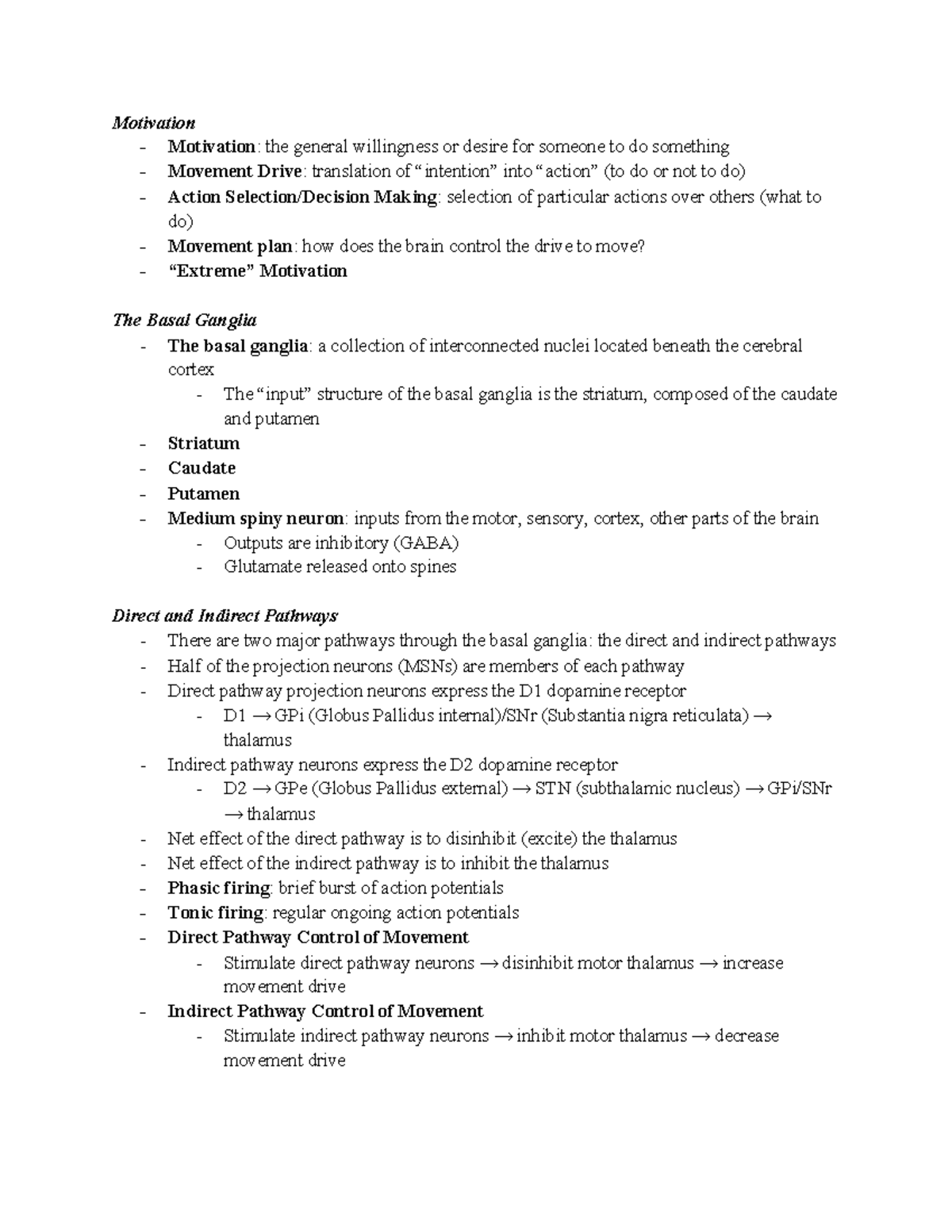 NE 101 Lecture 21 Compiled Notes - Motivation - Motivation: the general ...