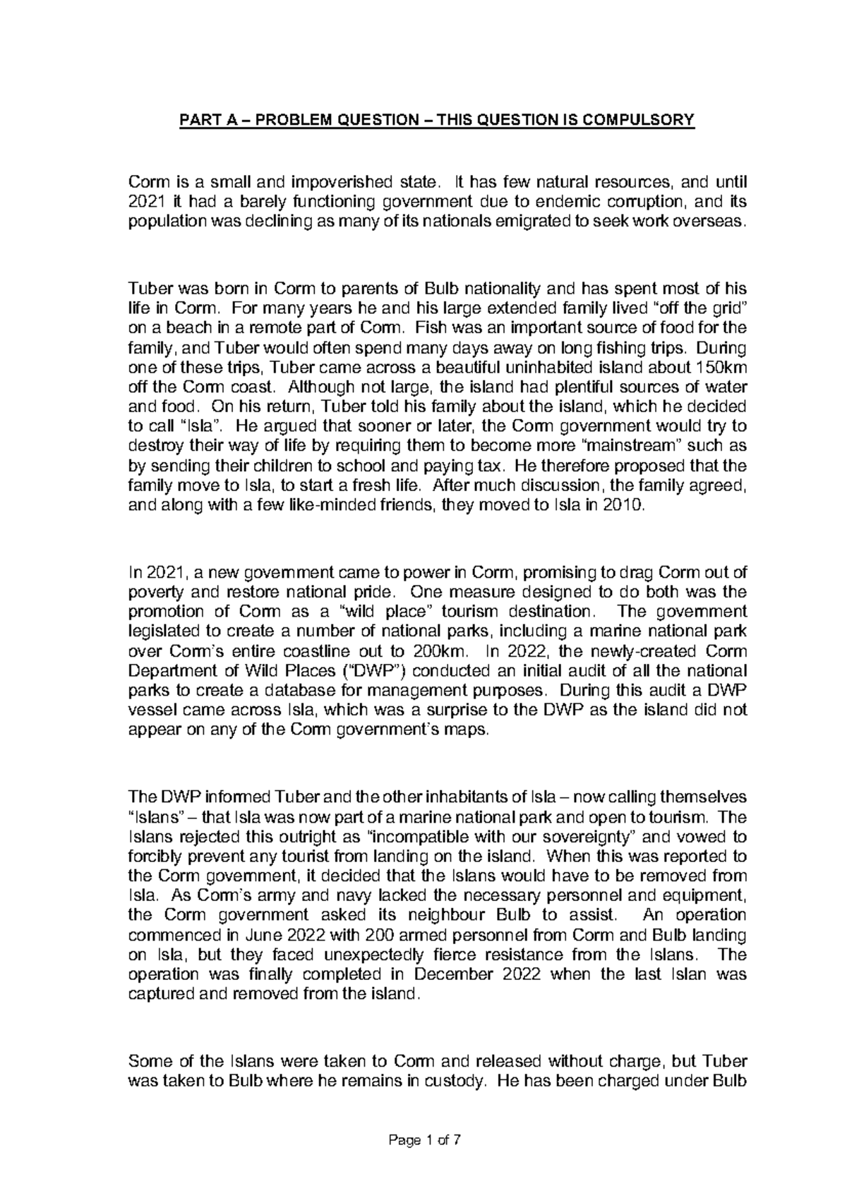 LAWS5005 Public International Law Final Exam Feedback Sheet - PART A ...