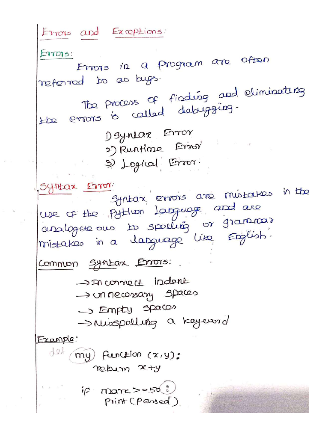 Errors and Exception - Errors: Errors in a program are often referred ...