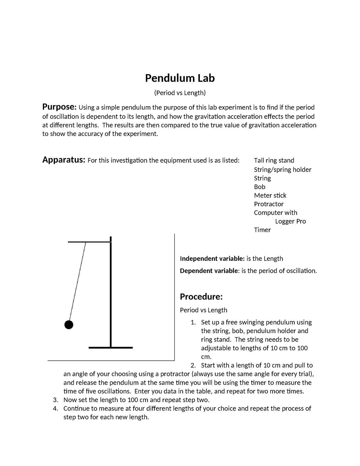 simple pendulum research papers