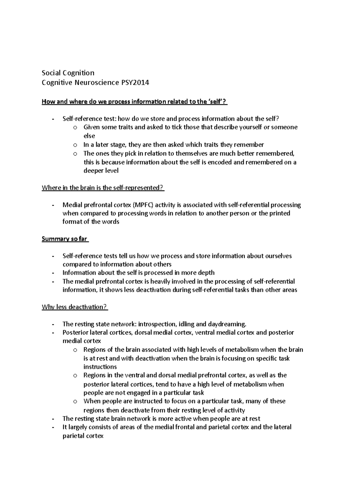 Social Cognition Cognitive Neuroscience Second Year Social Social Cognition Cognitive Neuroscience Second Year Social