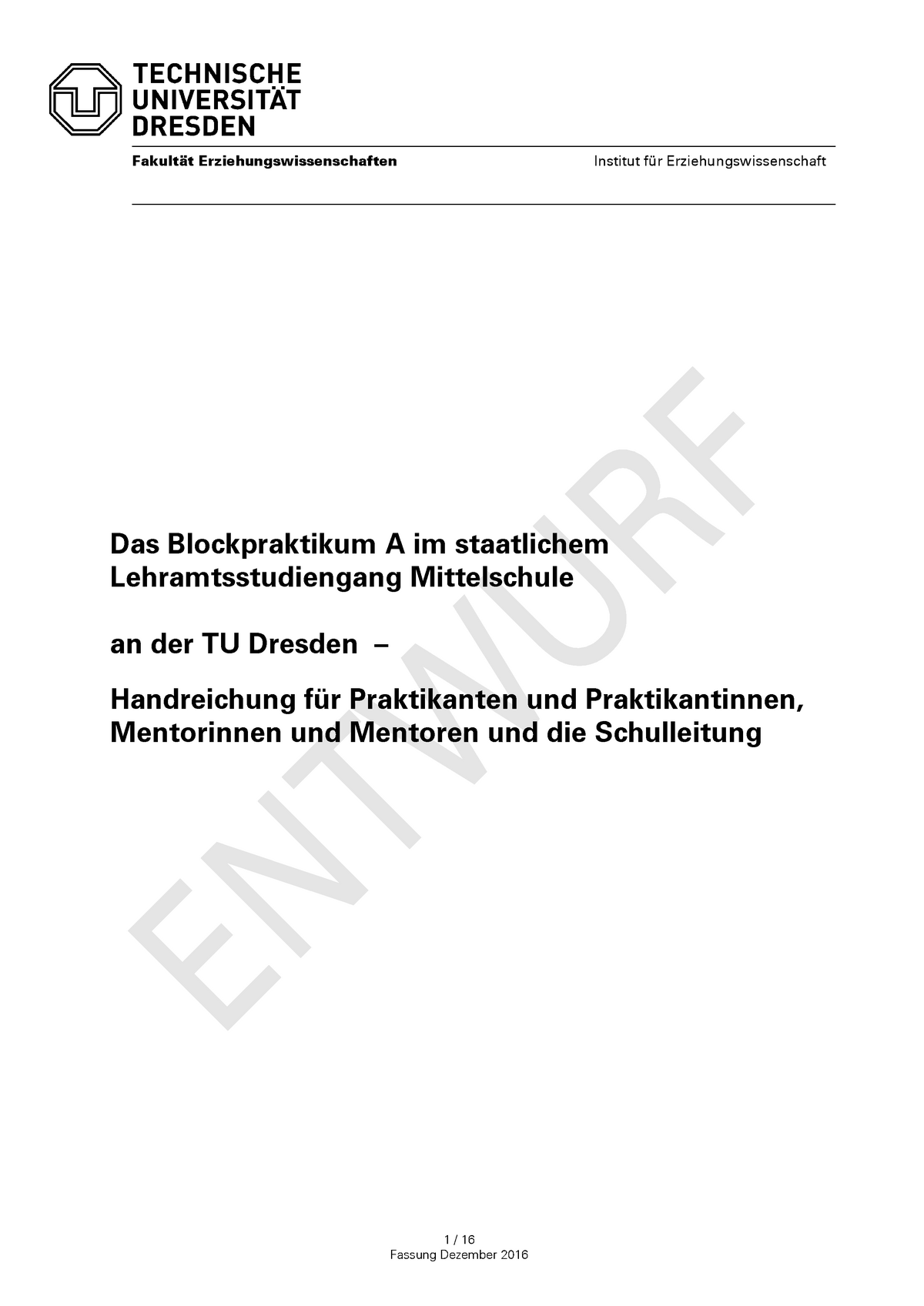 Handreichung Blockpraktikum A - Erziehungswissenschaften Institut ...