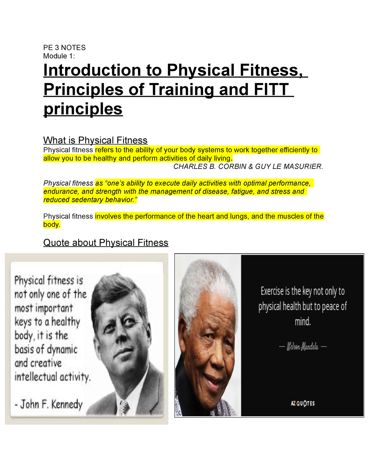 PE 3 Notes - DSDSSD - PE 3 NOTES Module 1: Introduction To Physical ...