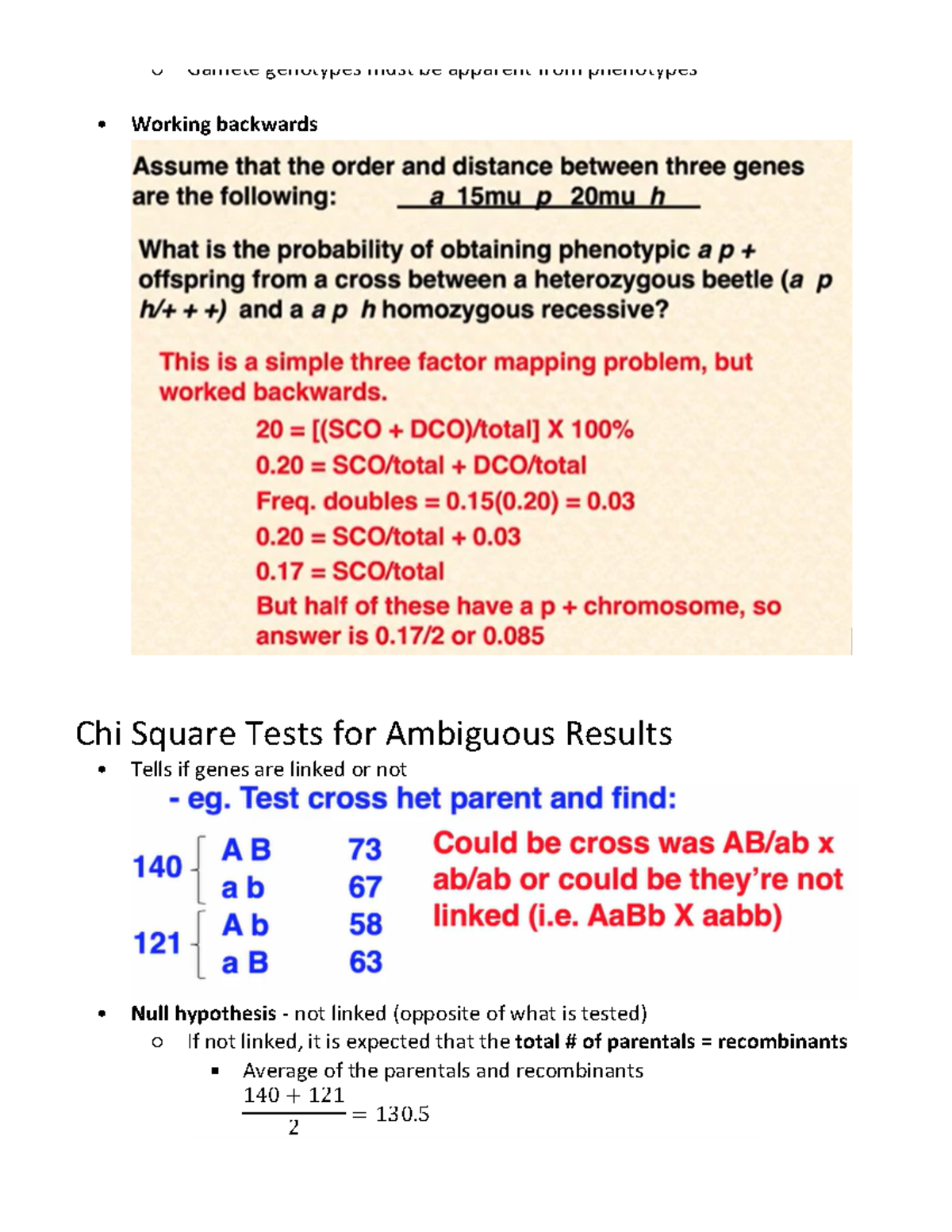 Linkage-17 - genetics course notes - Working backwards Assume that the ...