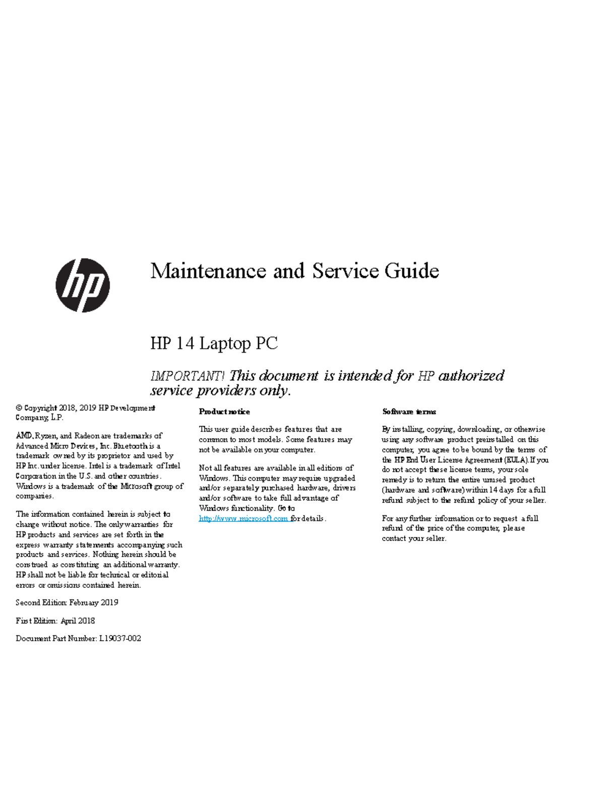 Manual del dispositivo - Maintenance and Service Guide HP 14 Laptop PC ...