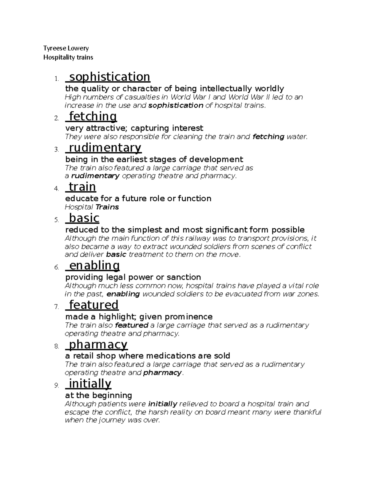 Hospitality notes 22 - helping other students be able to grasp the ...