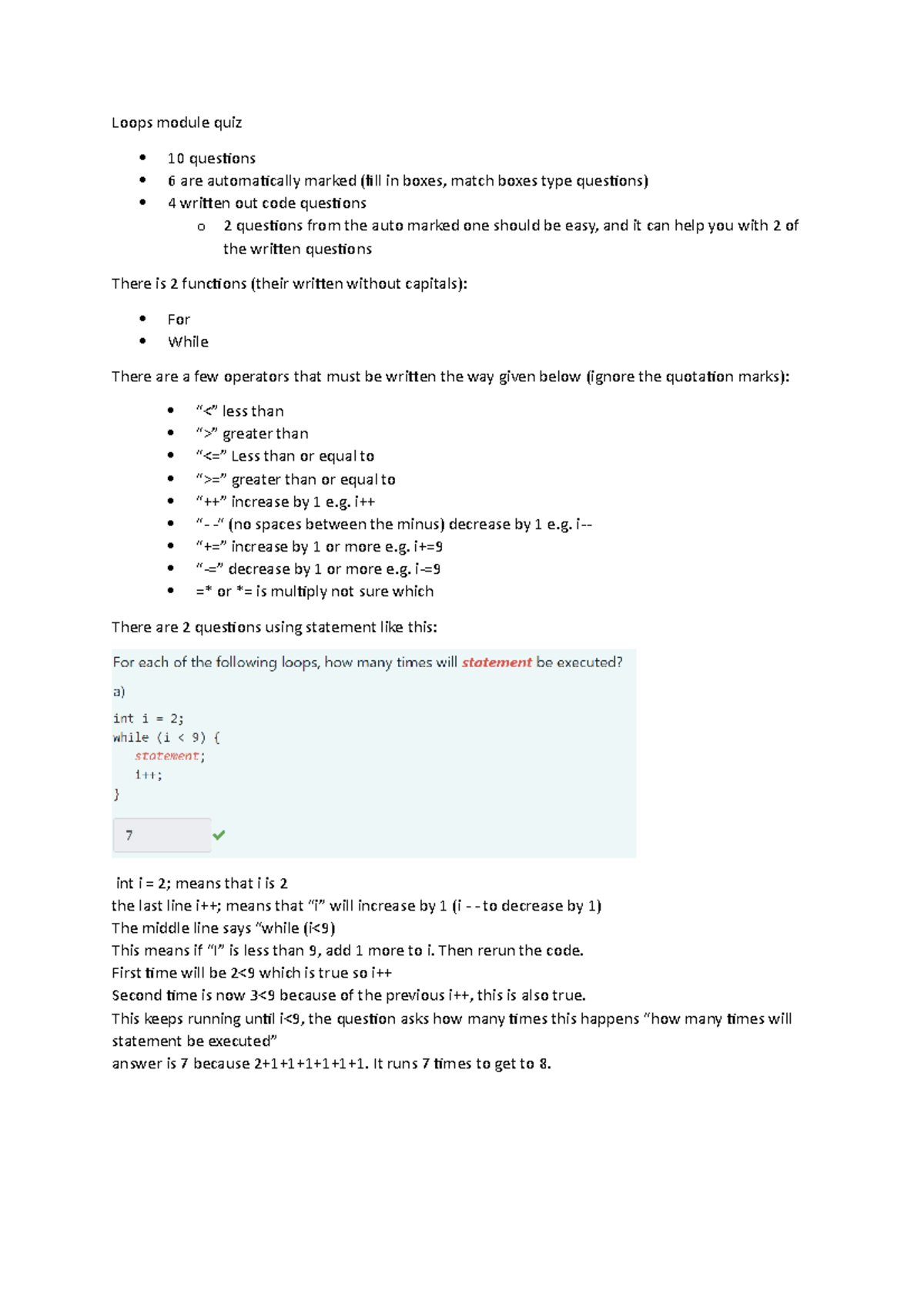 Loops module quiz - These are notes made to excel you in your journey ...