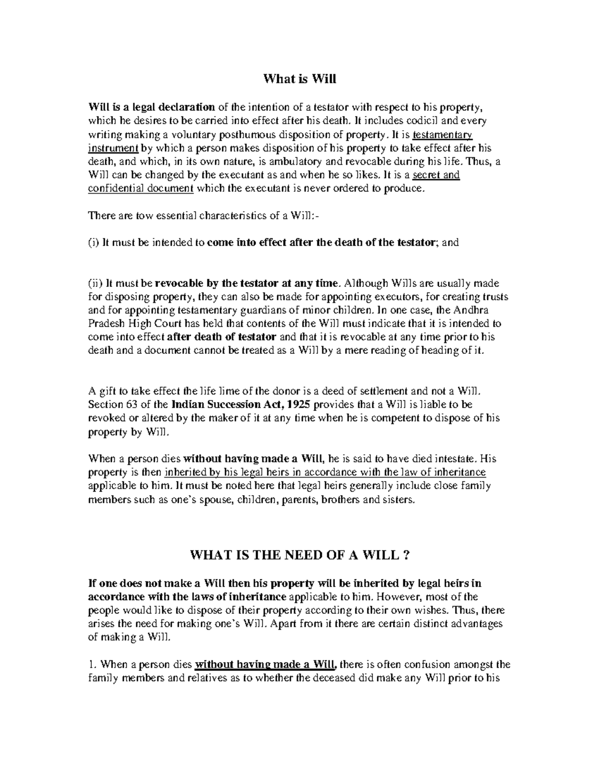 What is Will - What is will - What is Will Will is a legal declaration ...
