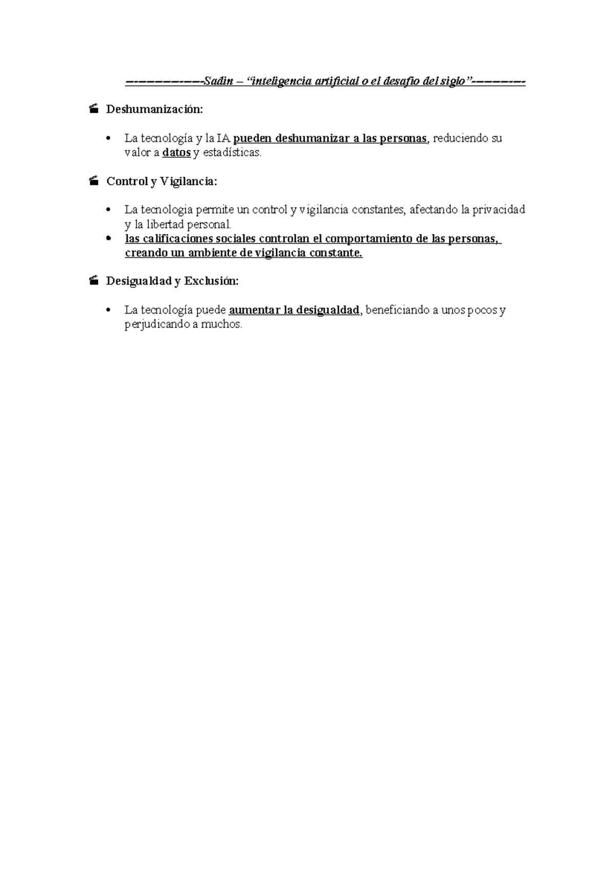RESUMEN DE Sadin – “inteligencia artificial o el desafio del siglo ...