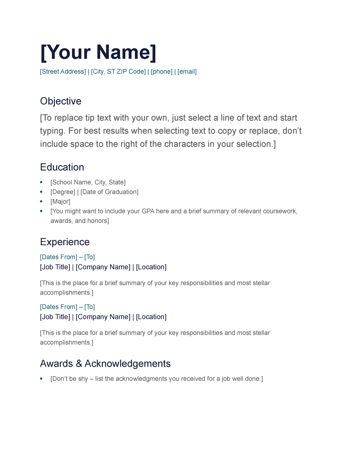 Resume - it's all about you - [Your Name] [Street Address] | [City, ST ...