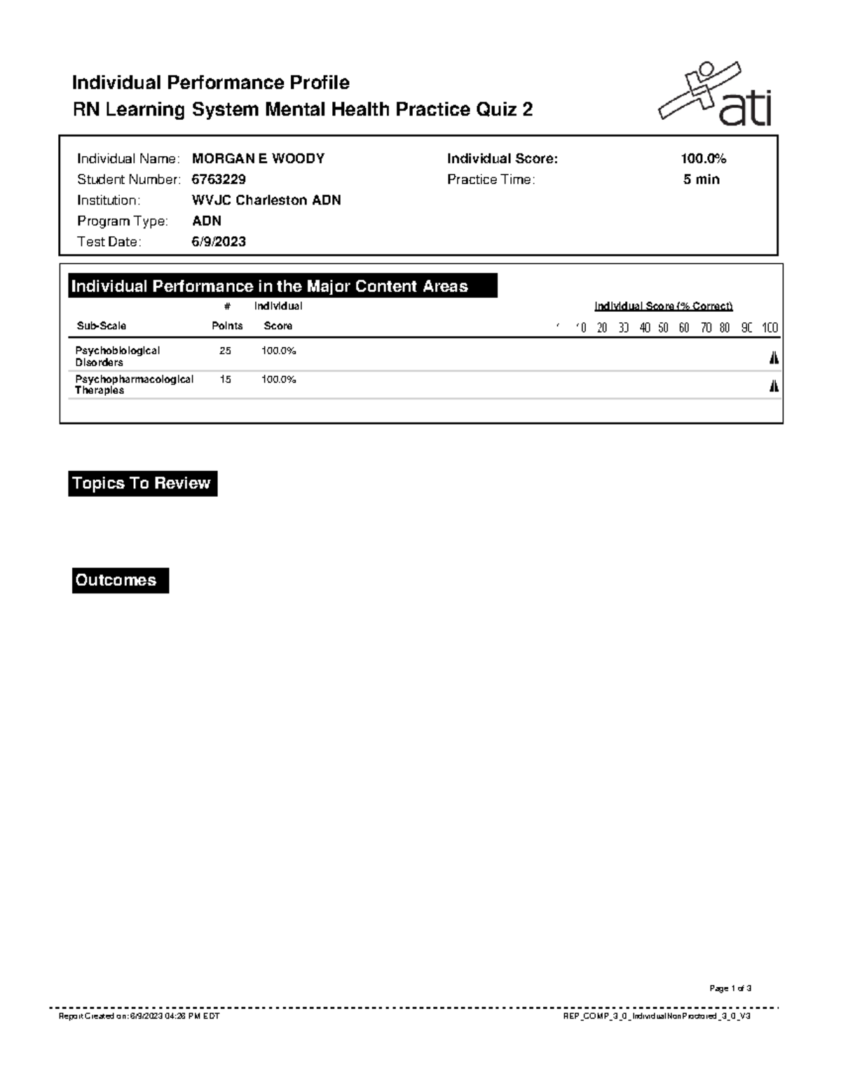 205 - week 3 assignment 1 - Individual Performance Profile RN Learning ...