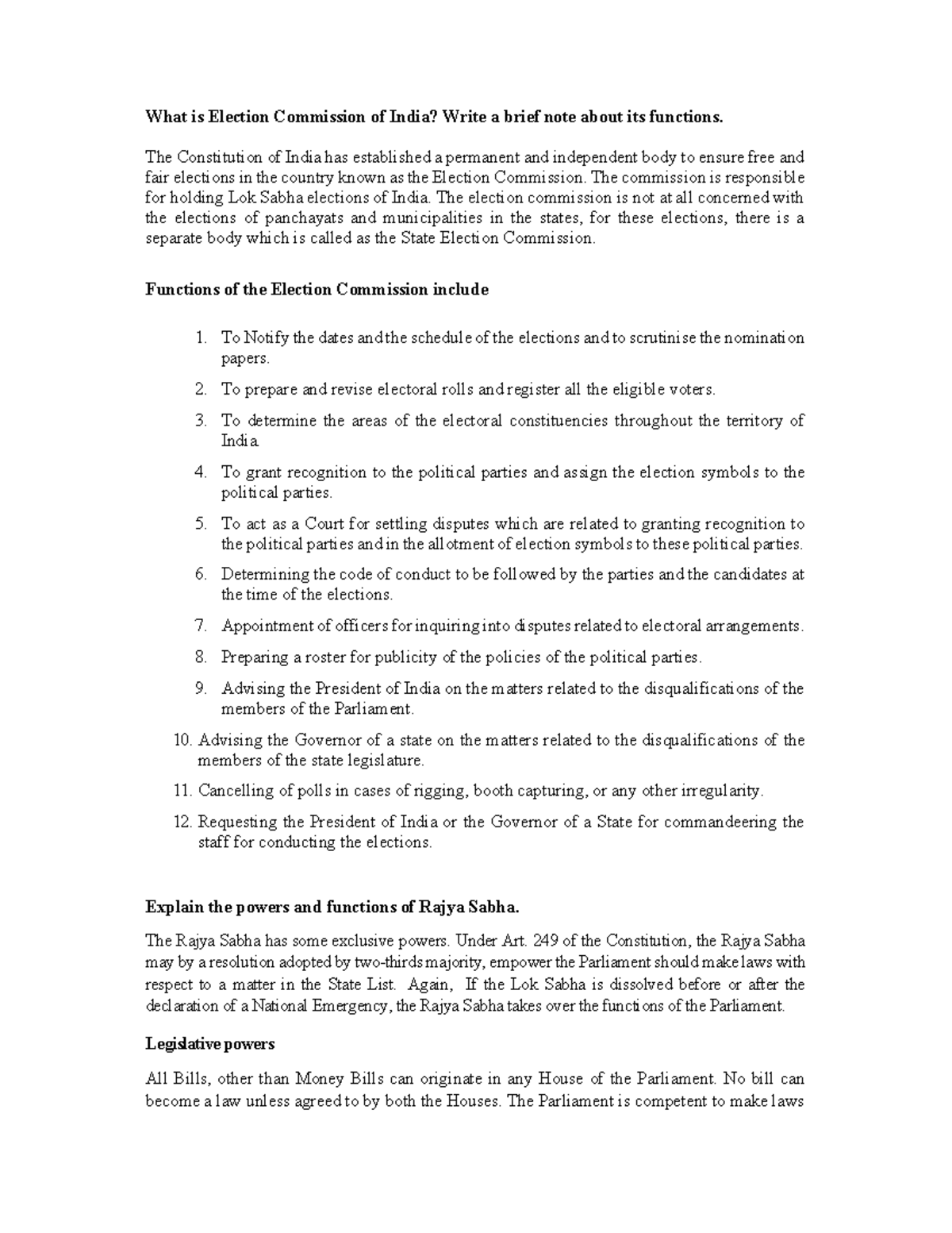 Ci - Constitution of India notes - What is Election Commission of India ...