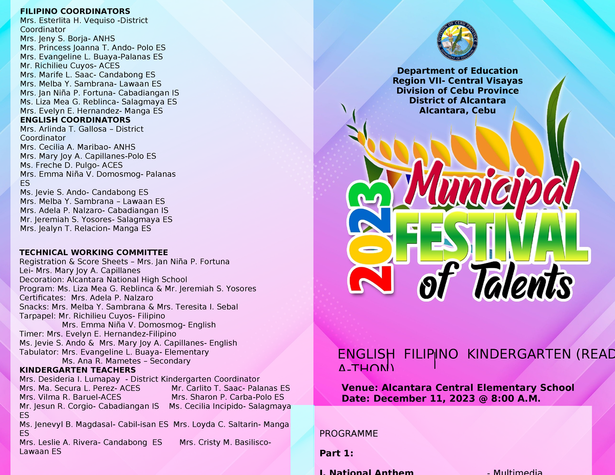 Municipal Festival OF Talents Program 2023 2024 FIL ENG Editedd Short