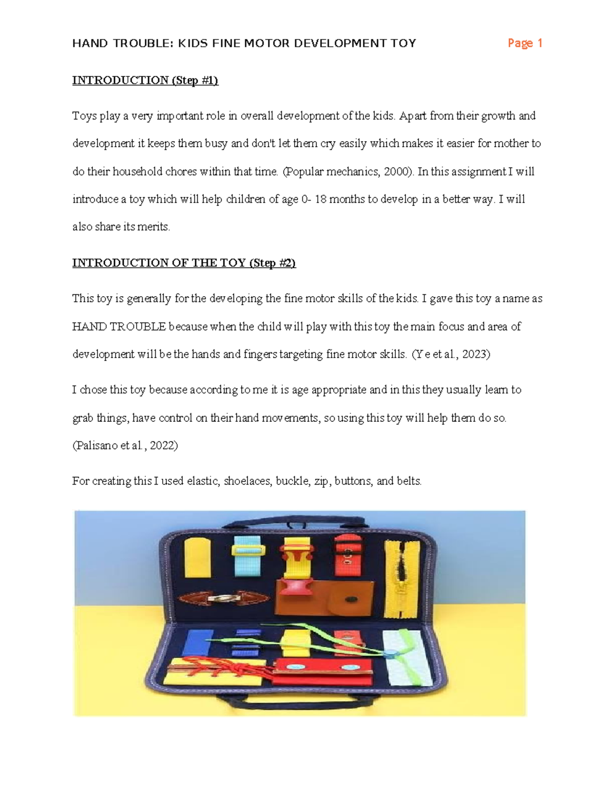 MY Assignment ON TOY Description - INTRODUCTION (Step #1) Toys play a ...