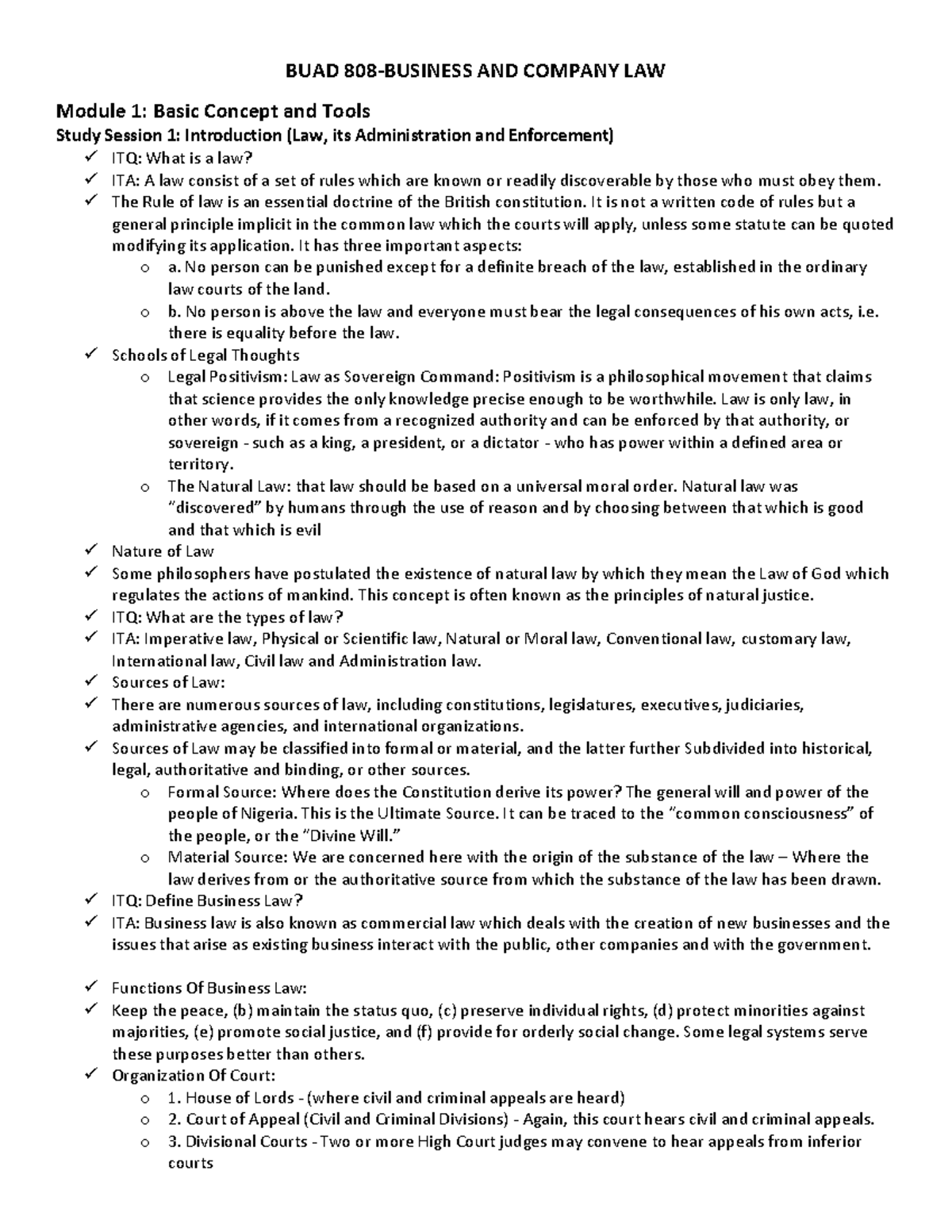 BUAD 808 Summary - kindly review this - BUAD 808-BUSINESS AND COMPANY ...