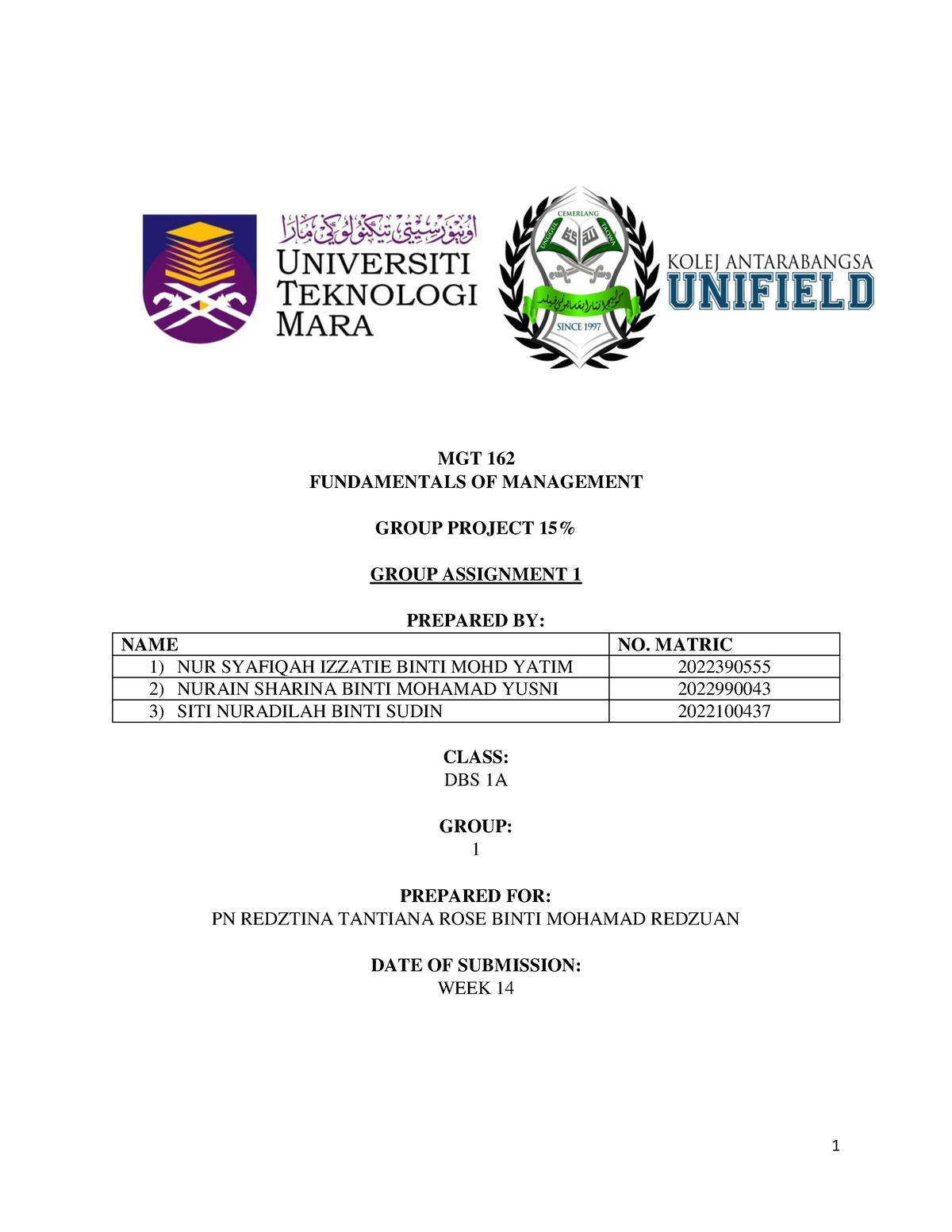 Assignment MGT 15 - RAMLY COMPANY - MGT 162 FUNDAMENTALS OF MANAGEMENT ...