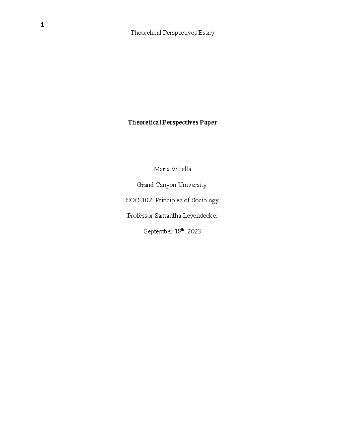 Theoretical Perspectives Paper final - Theoretical Perspectives Essay ...