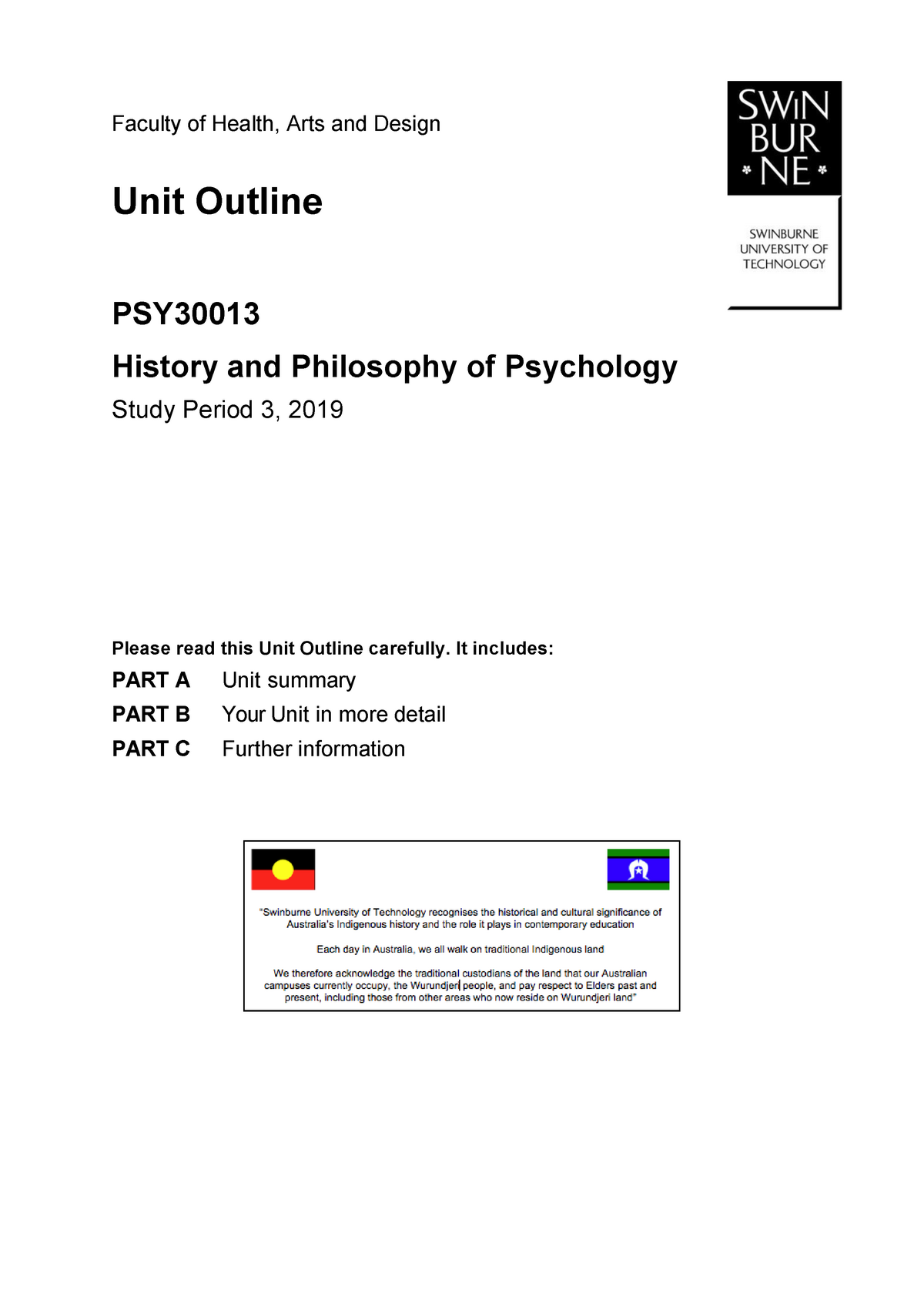 PSY30013 Unit Outline SP3 2019-V2 - Faculty Of Health, Arts And Design ...