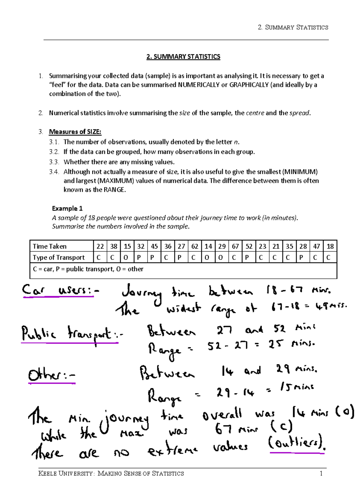 2. Summary Stats (Annotated) - 2. SUMMARY STATISTICS Summarising your ...