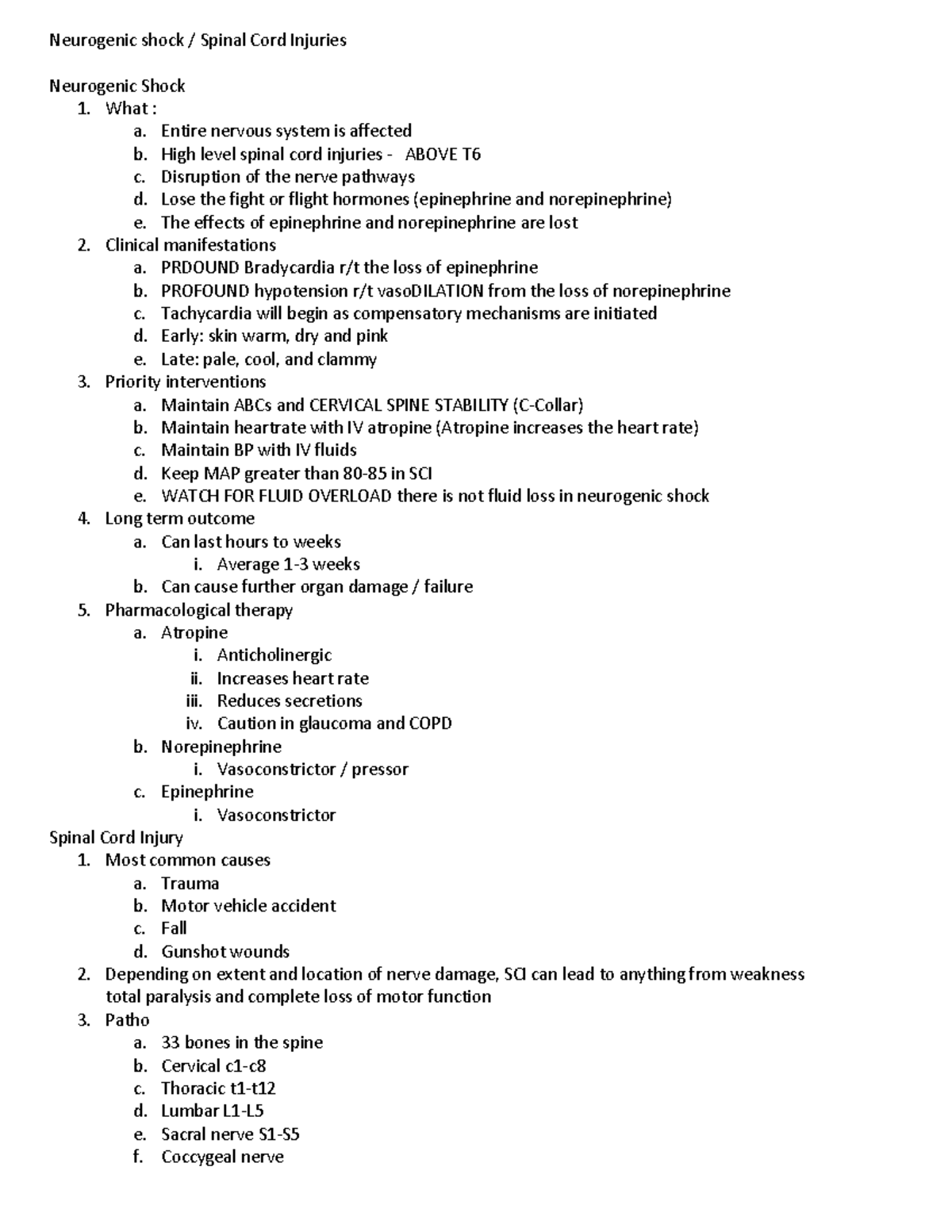 Spinal Cord Injuries : neuro shock - Neurogenic shock / Spinal Cord ...