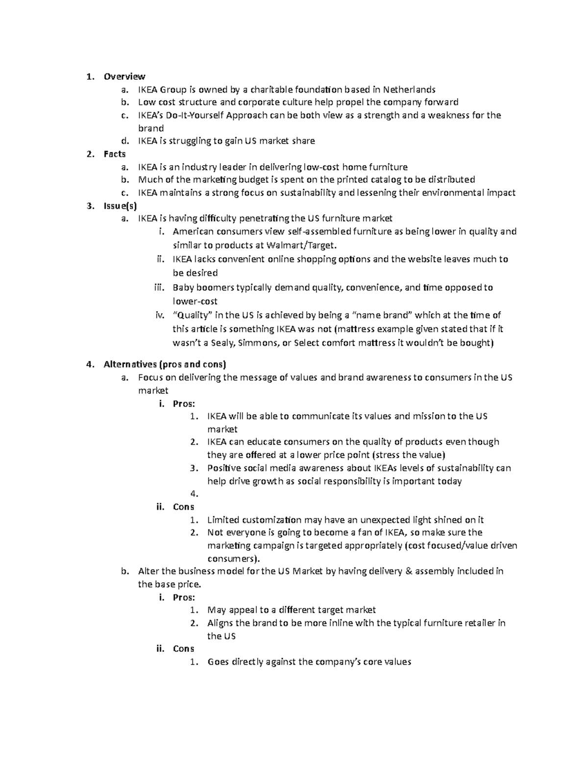 Ikea - Case Study - Overview A. Ikea Group Is Owned By A Charitable 