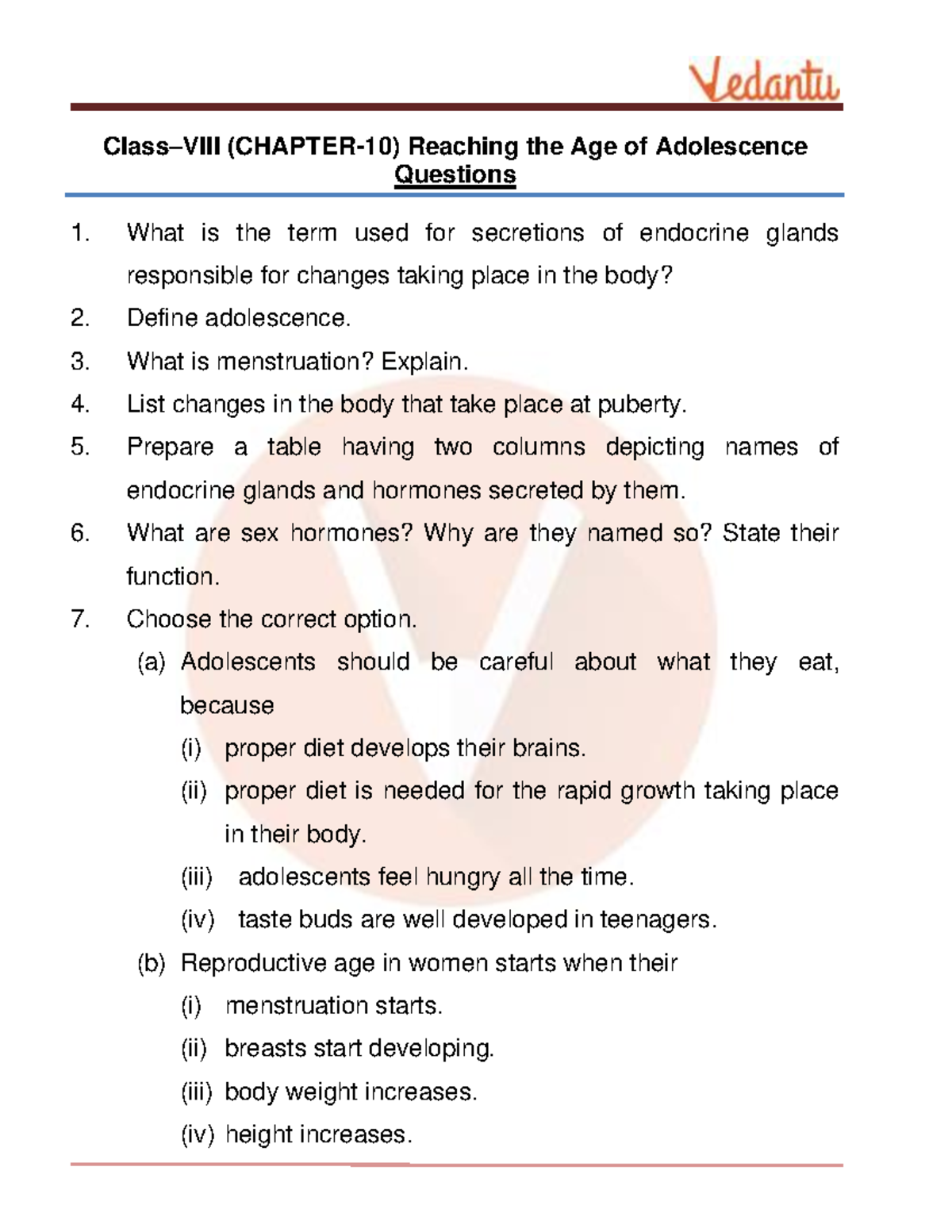 Reaching The Age Of Adolescence Classviii Chapter Reaching The Age Of Adolescence