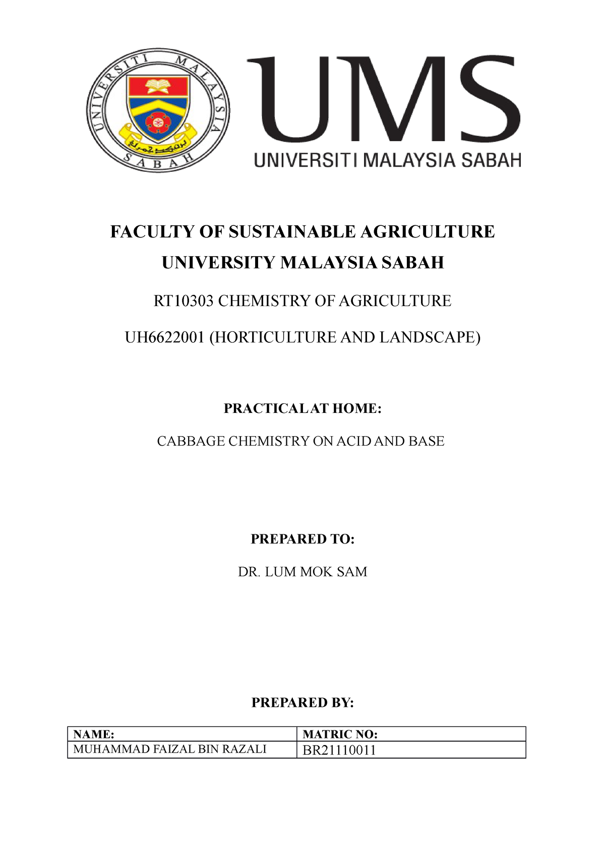 Faculty OF Sustainable Agriculture - FACULTY OF SUSTAINABLE AGRICULTURE ...