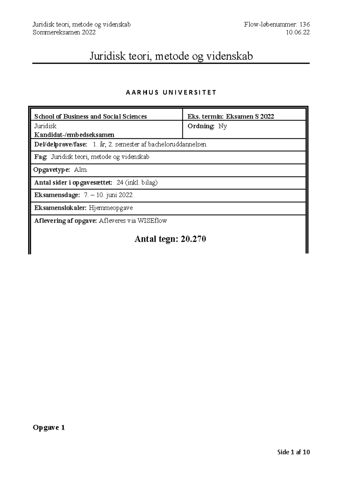 Juridisk Teori, Metode Og Videnskab - Sommereksamen 2022 10. Juridisk ...