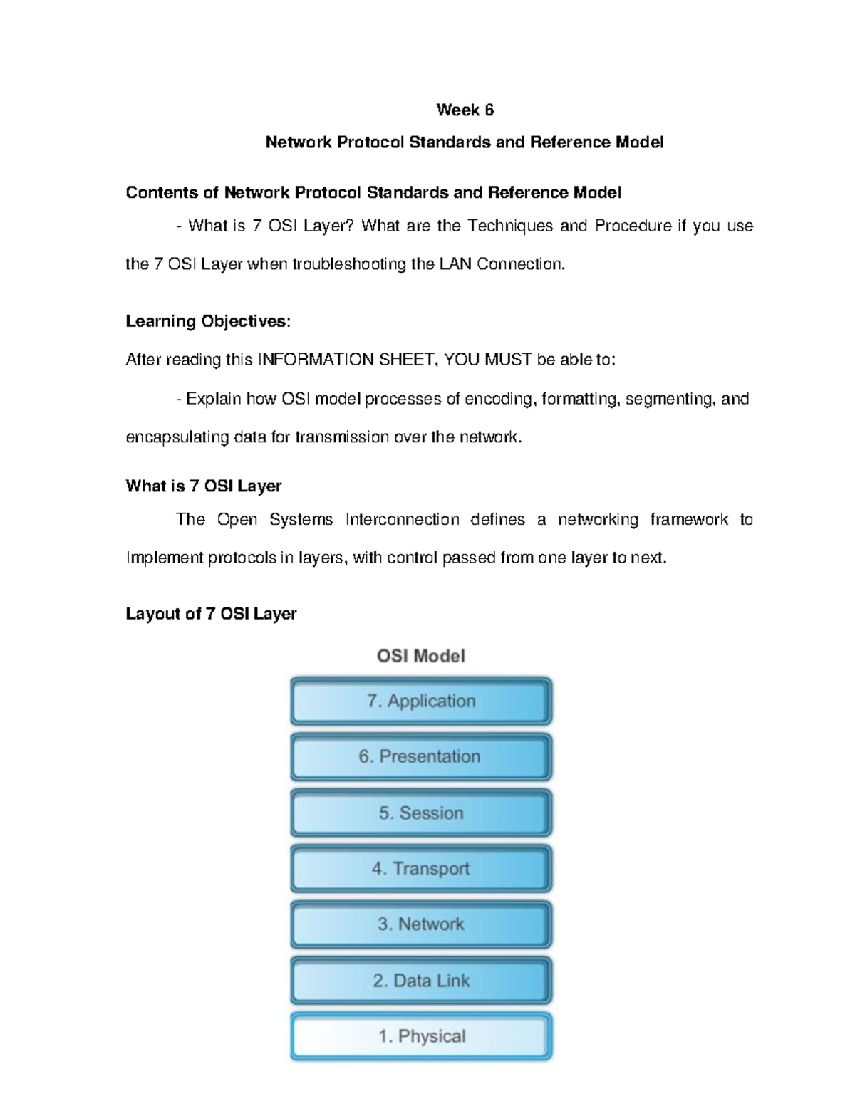 W6 Network Protocol Standards and Reference Model - Learning Objectives ...