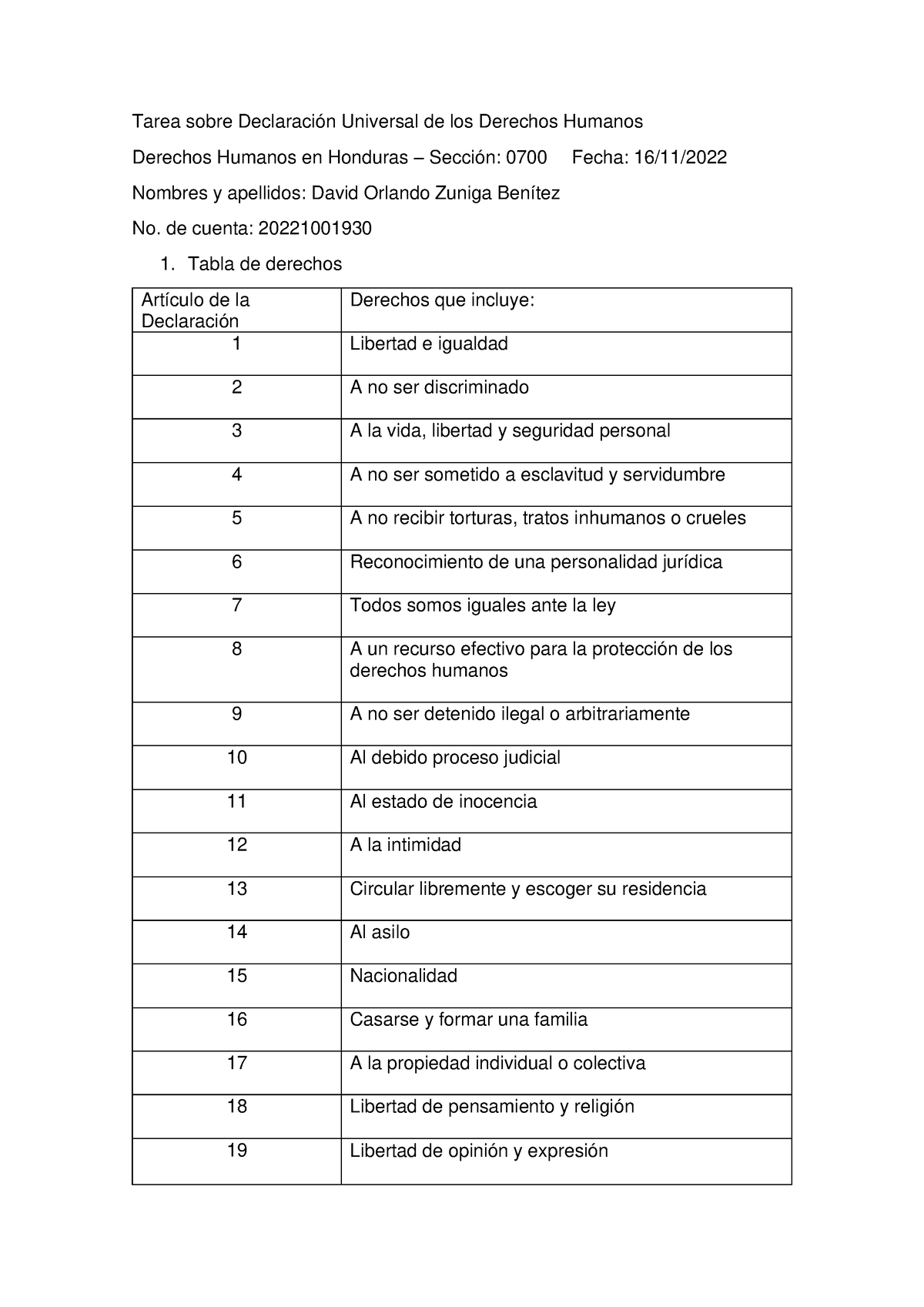 Tarea Declaracion Universal De Los Derechos Humanos - Tarea Sobre ...