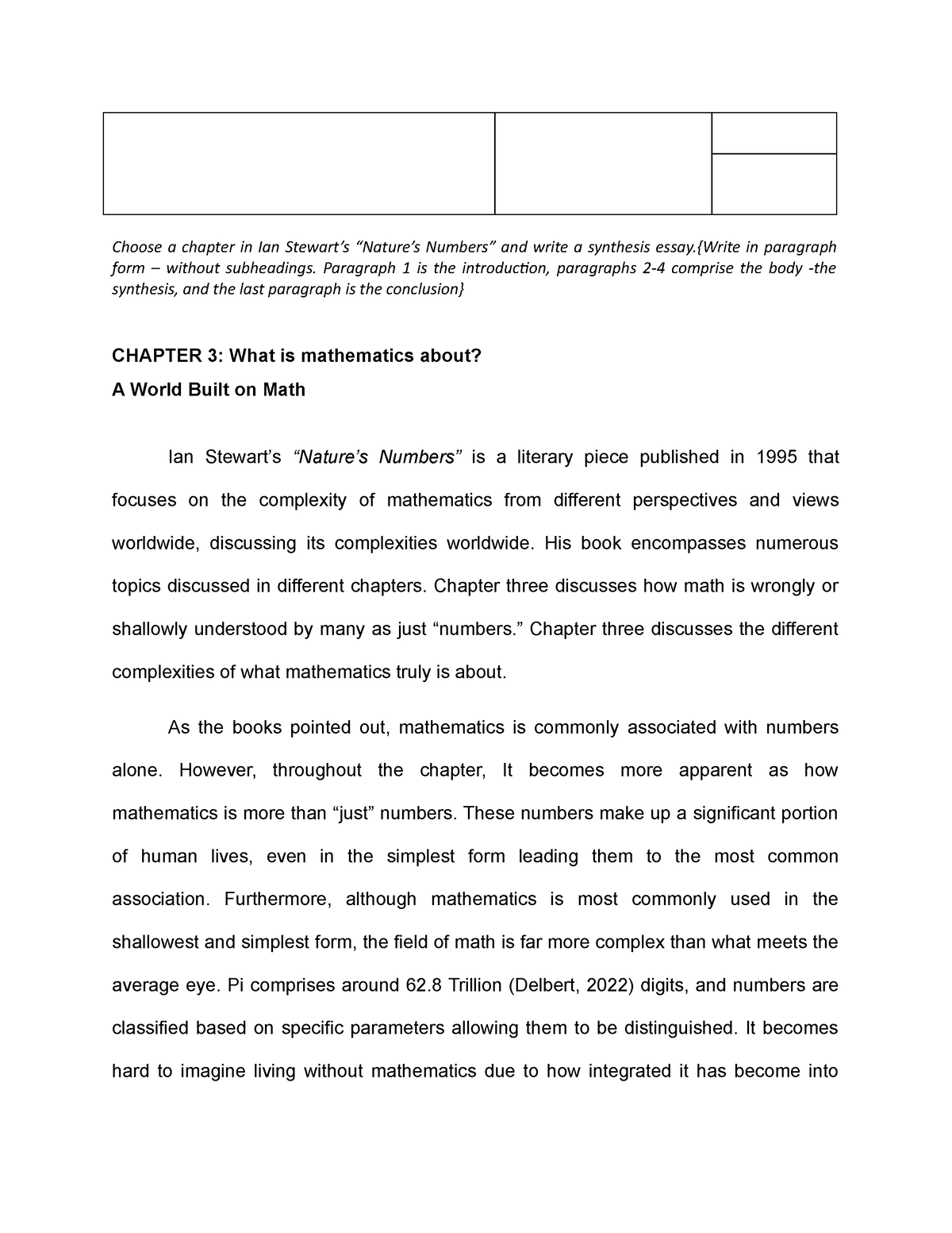 synthesis paper about nature's number