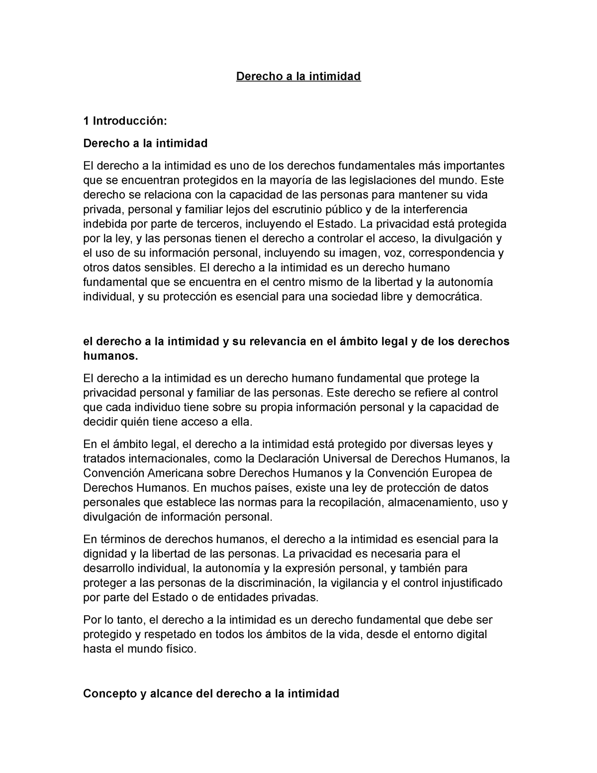 Derecho A La Intimidad - Grgrgr - Derecho A La Intimidad 1 Introducción ...