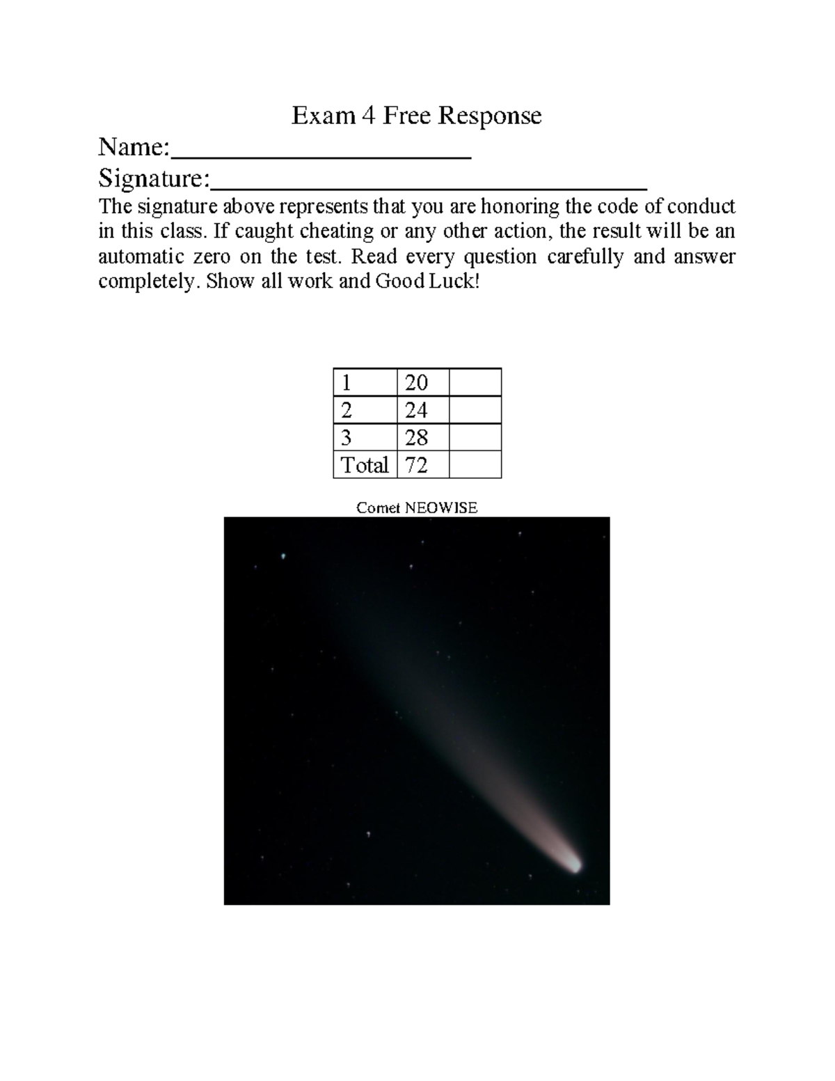 Chem 1252 Exam 4 Free Response Exam 4 Free Response Name