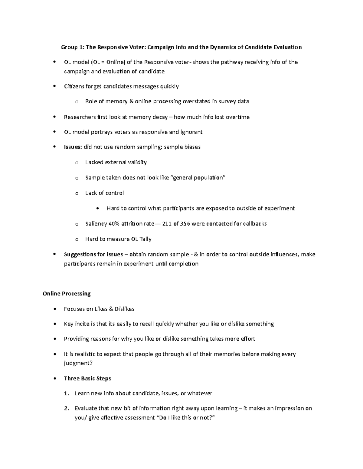 Group 1 - Campaign Info and the Dynamics of Candidate Evaluation ...