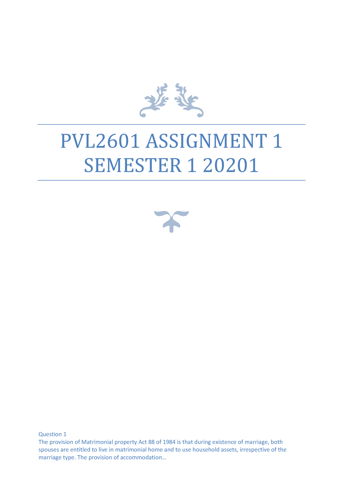 Pvl2601 First Semester Assignment 1 2021 Pvl2601 Assignment 1 Semester 1 20201 Question 1 The 