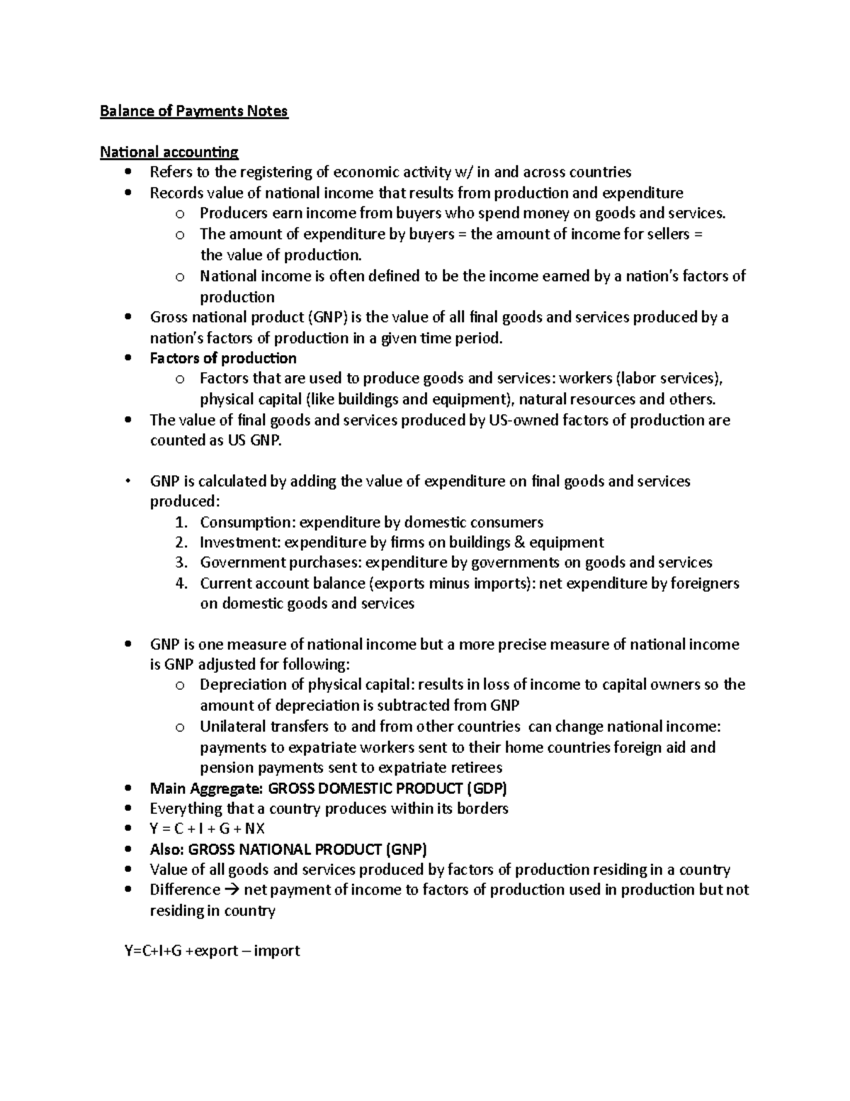 Balance of Payments Notes - Balance of Payments Notes National ...