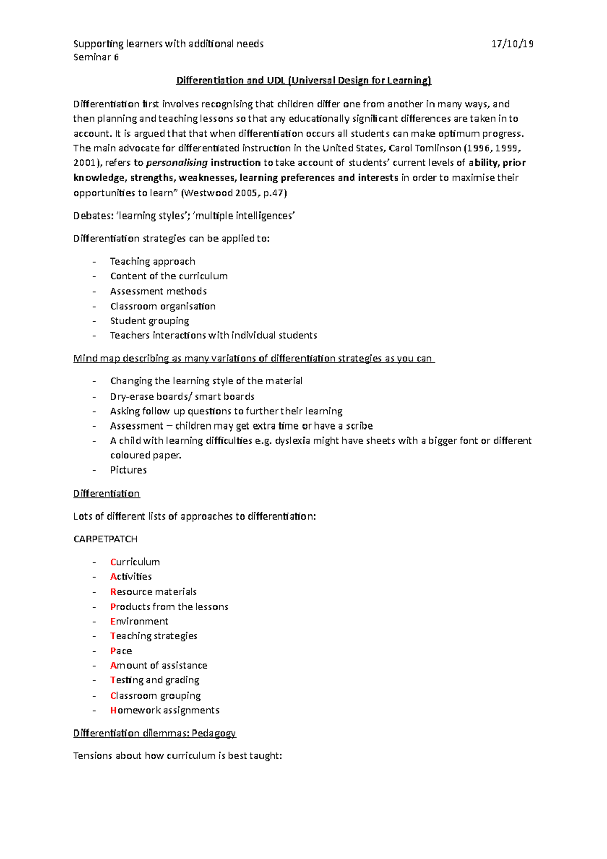 Differentiation and UDL (Universal Design for Learning) - Supporting ...