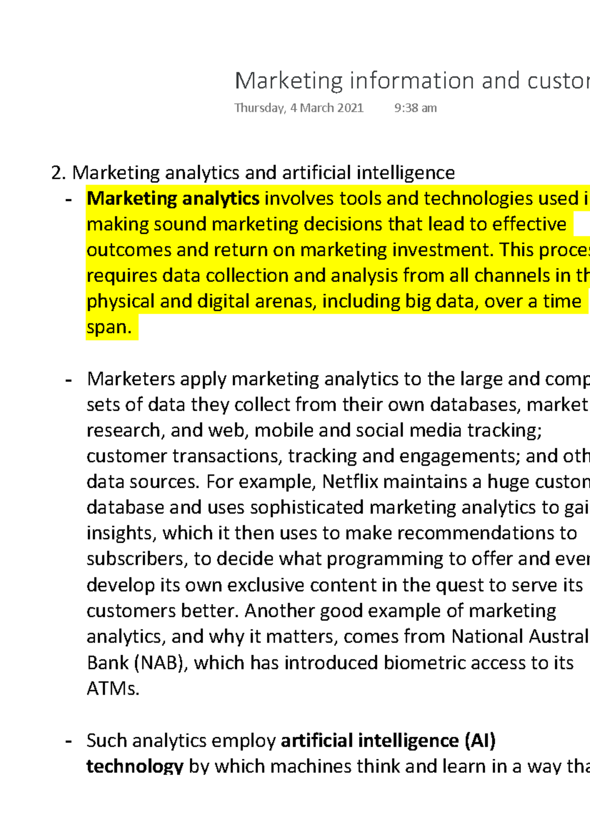 Marketing Information And Customer Insights - Marketing Analytics And ...