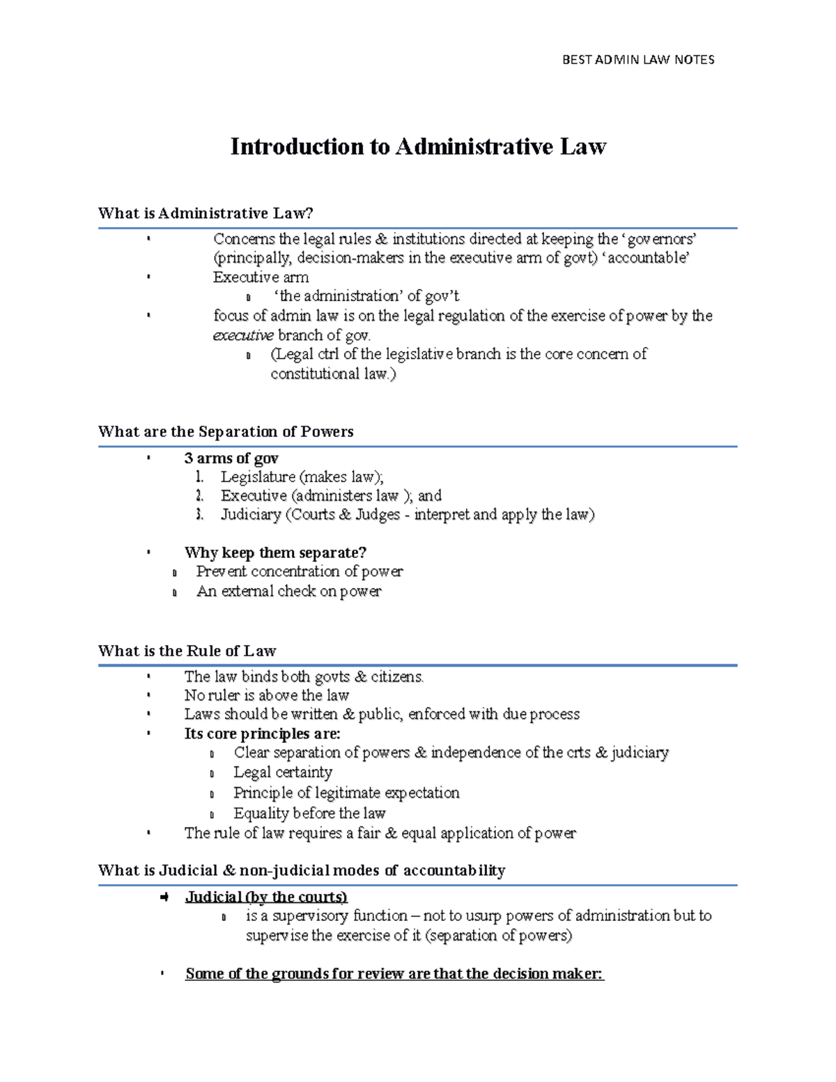 Best Admin Law Notes - Introduction to Administrative Law What is ...