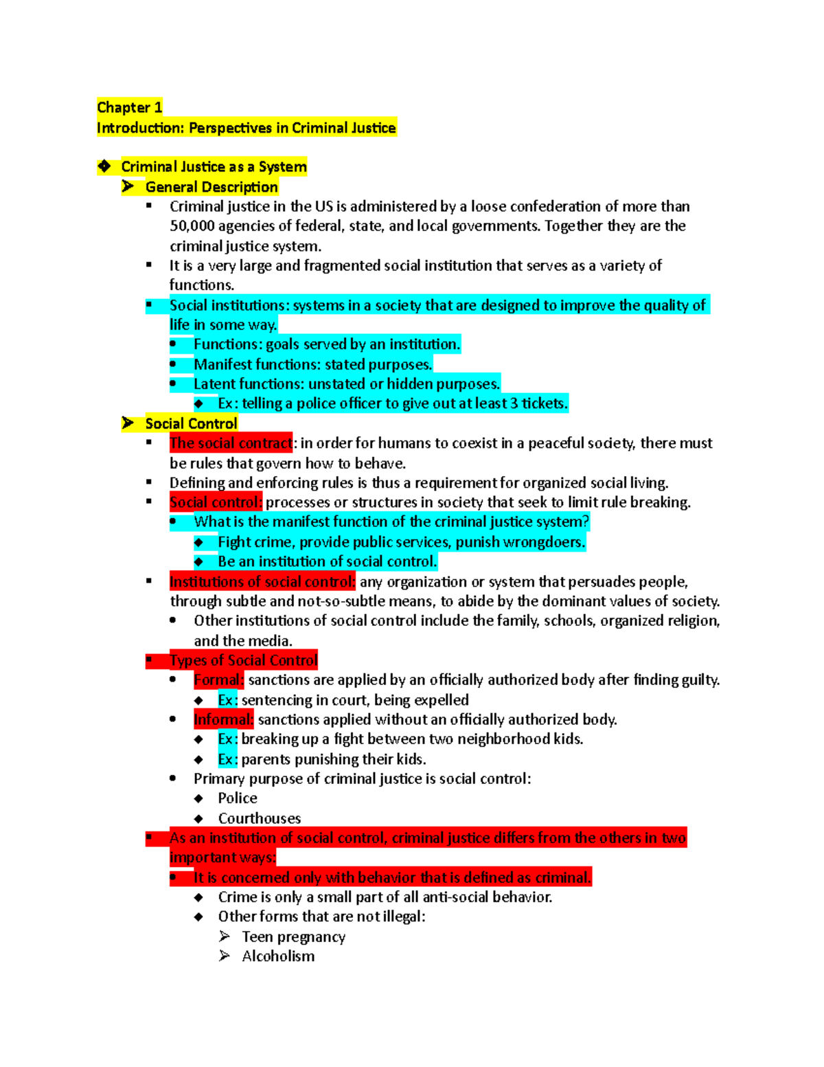 Exam 1 Notes.docx - Chapter 1 Introduction: Perspectives In Criminal ...